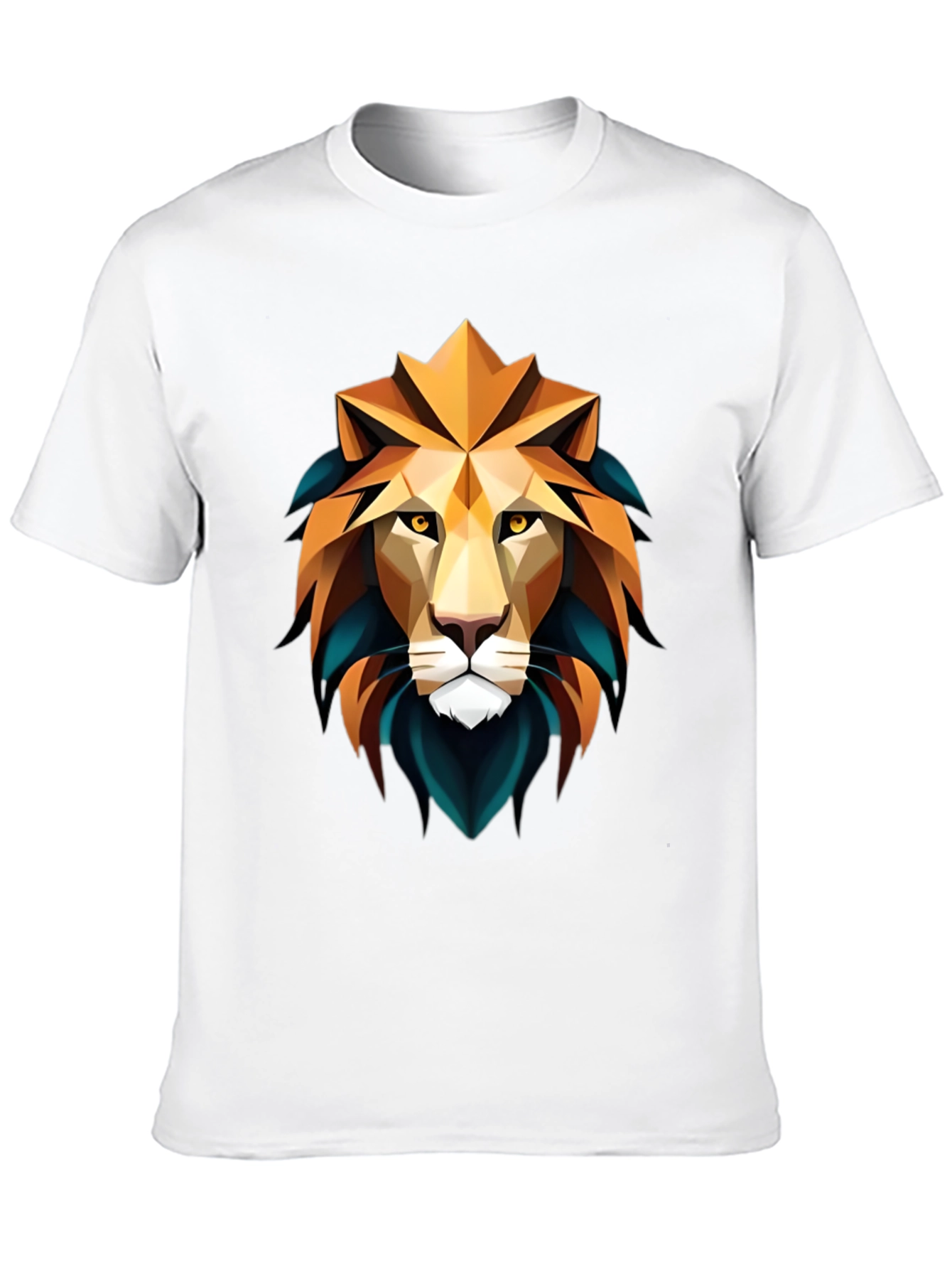 Geometric Lion Graphic Black T-Shirt