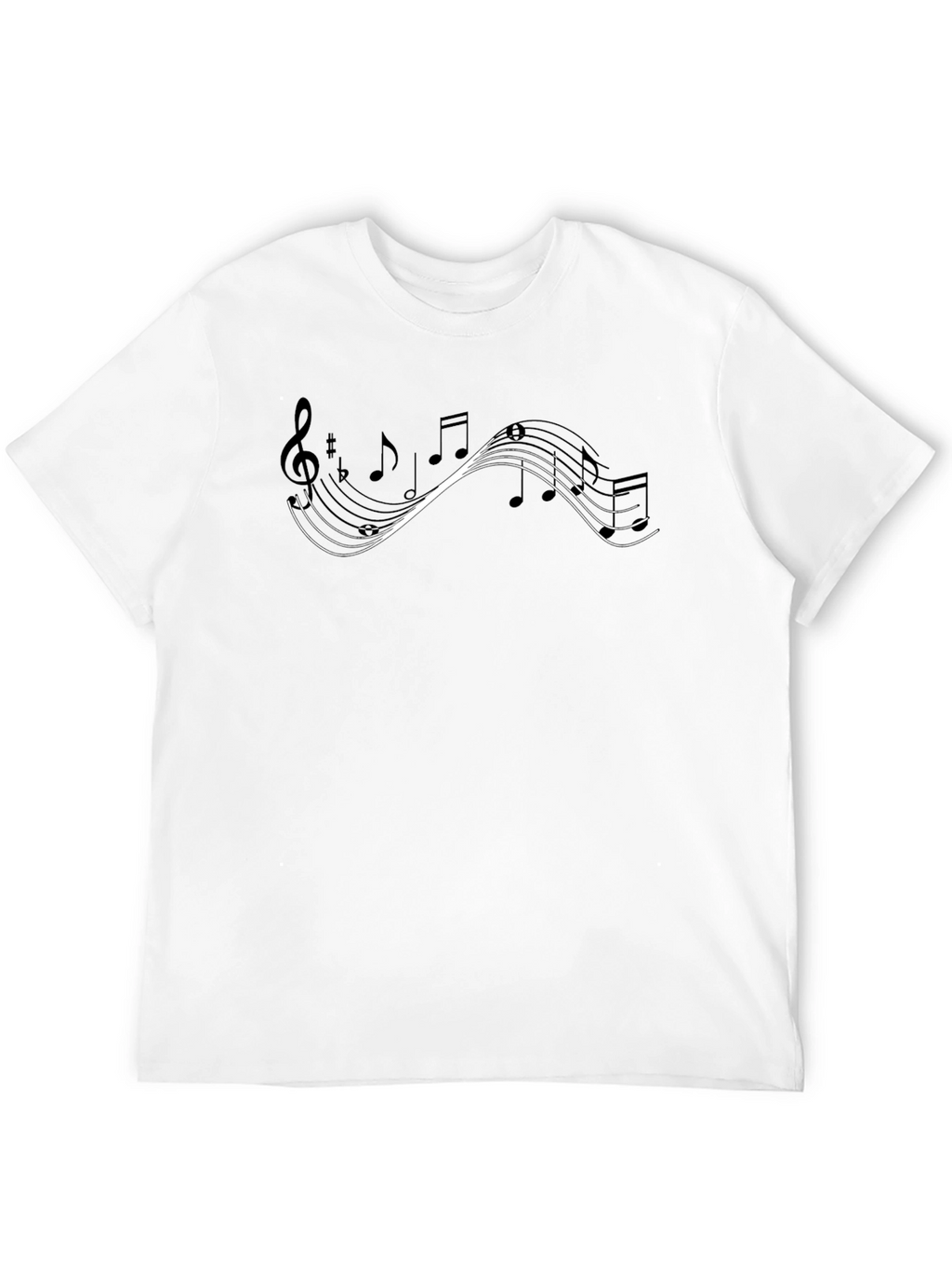 Musical Note Graphic Tee - Mens Black Cotton T-Shirt