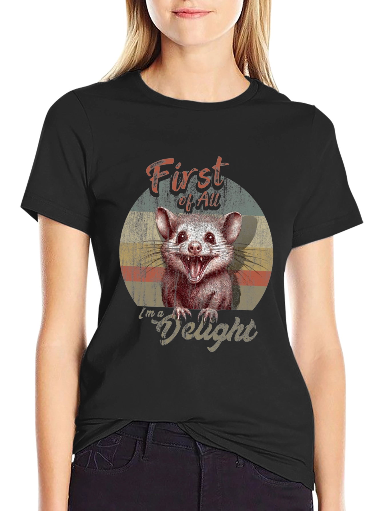 First Of All Im a Delight Possum Graphic T-Shirt