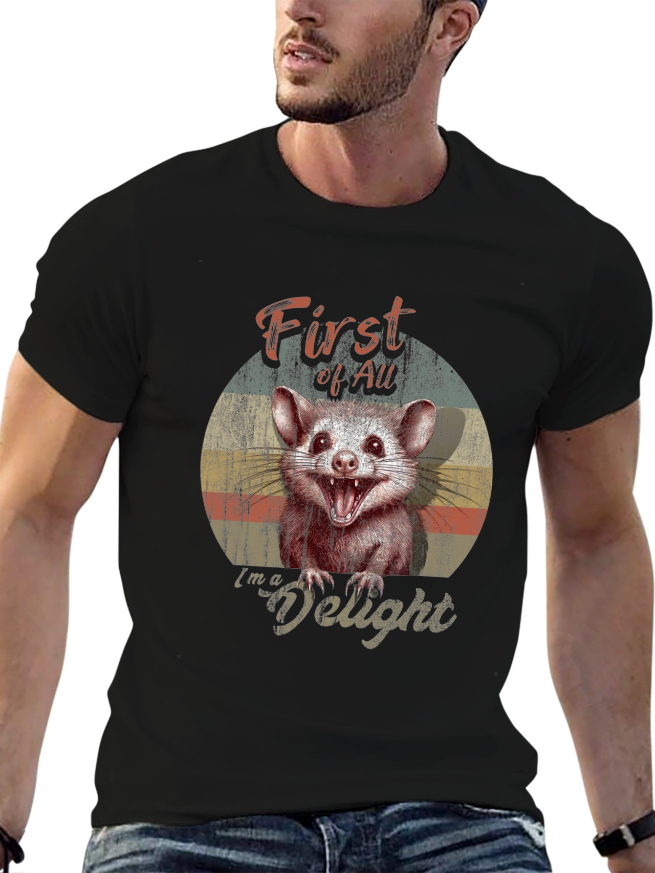 First Of All Im a Delight Possum Graphic T-Shirt