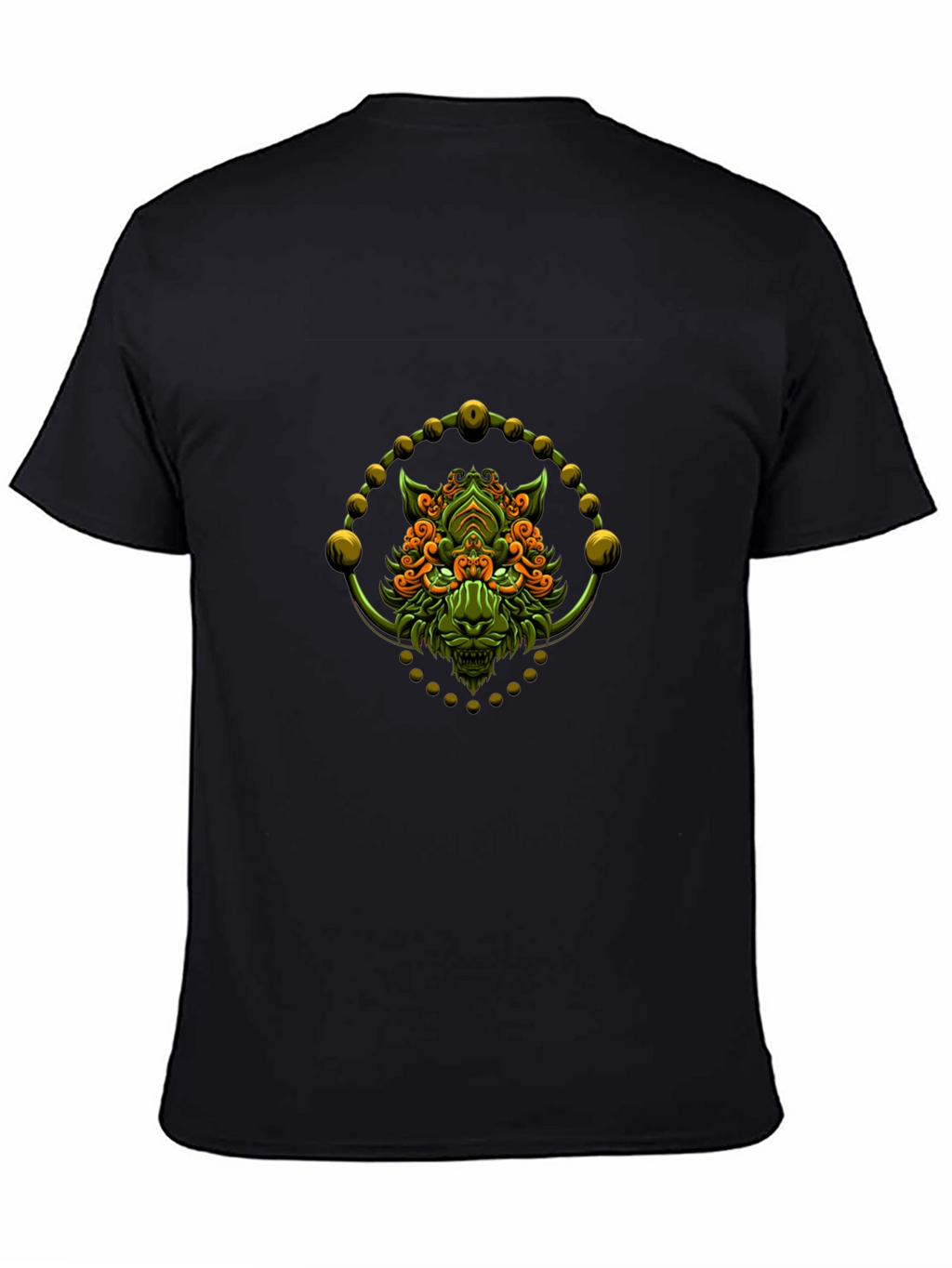 Green Oni Demon Graphic Black T-Shirt