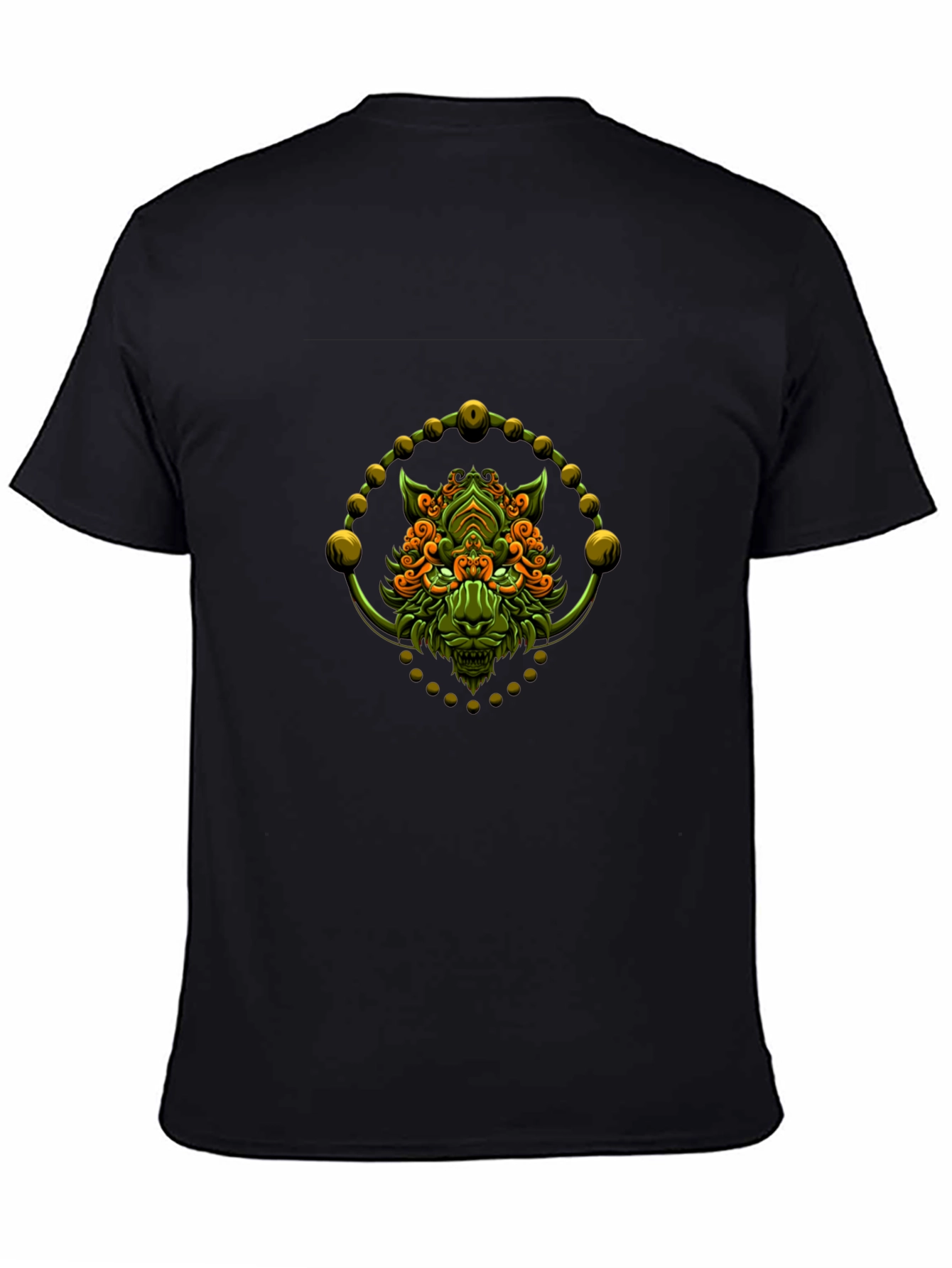 Green Oni Demon Graphic Black T-Shirt