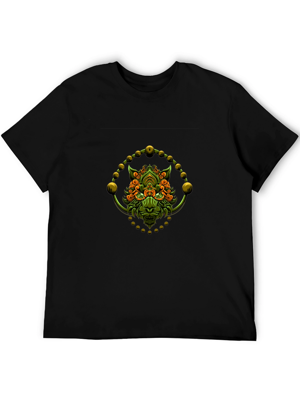 Green Oni Demon Graphic Black T-Shirt