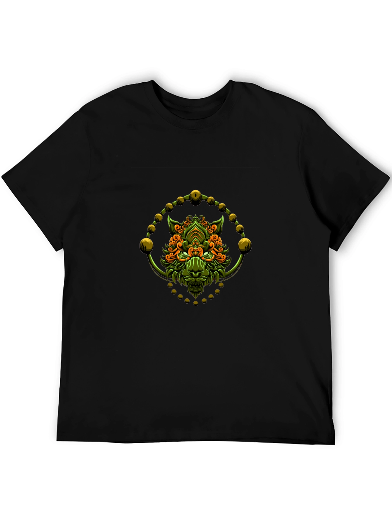 Green Oni Demon Graphic Black T-Shirt