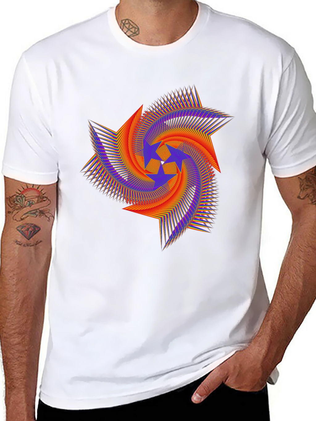 Abstract Geometric Starburst Graphic Tee