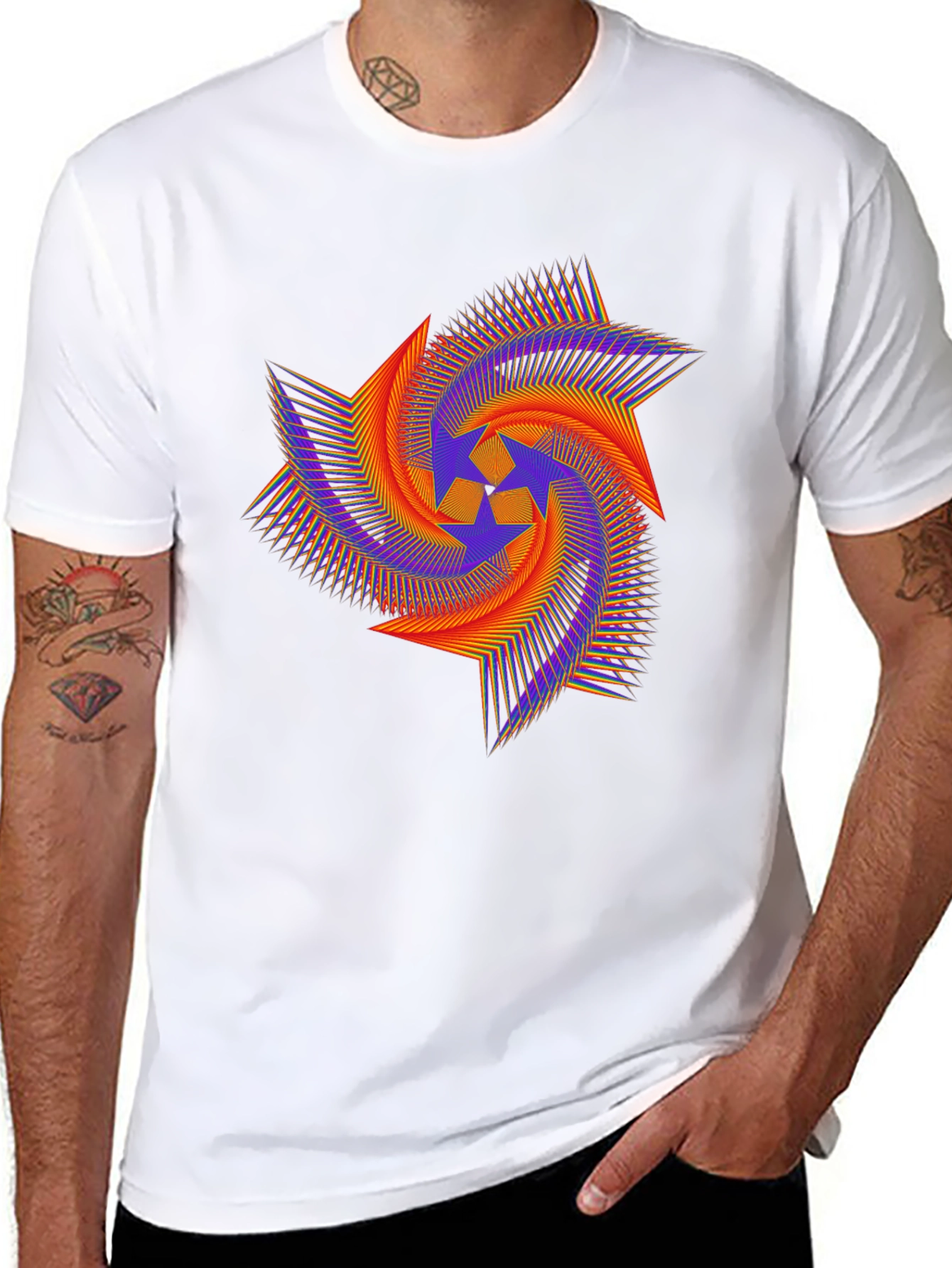 Abstract Geometric Starburst Graphic Tee