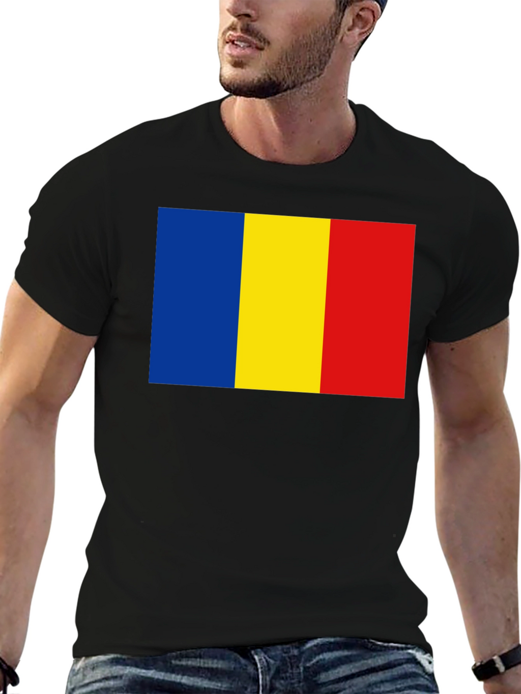 Romania Flag T-Shirt - Black Casual Tee
