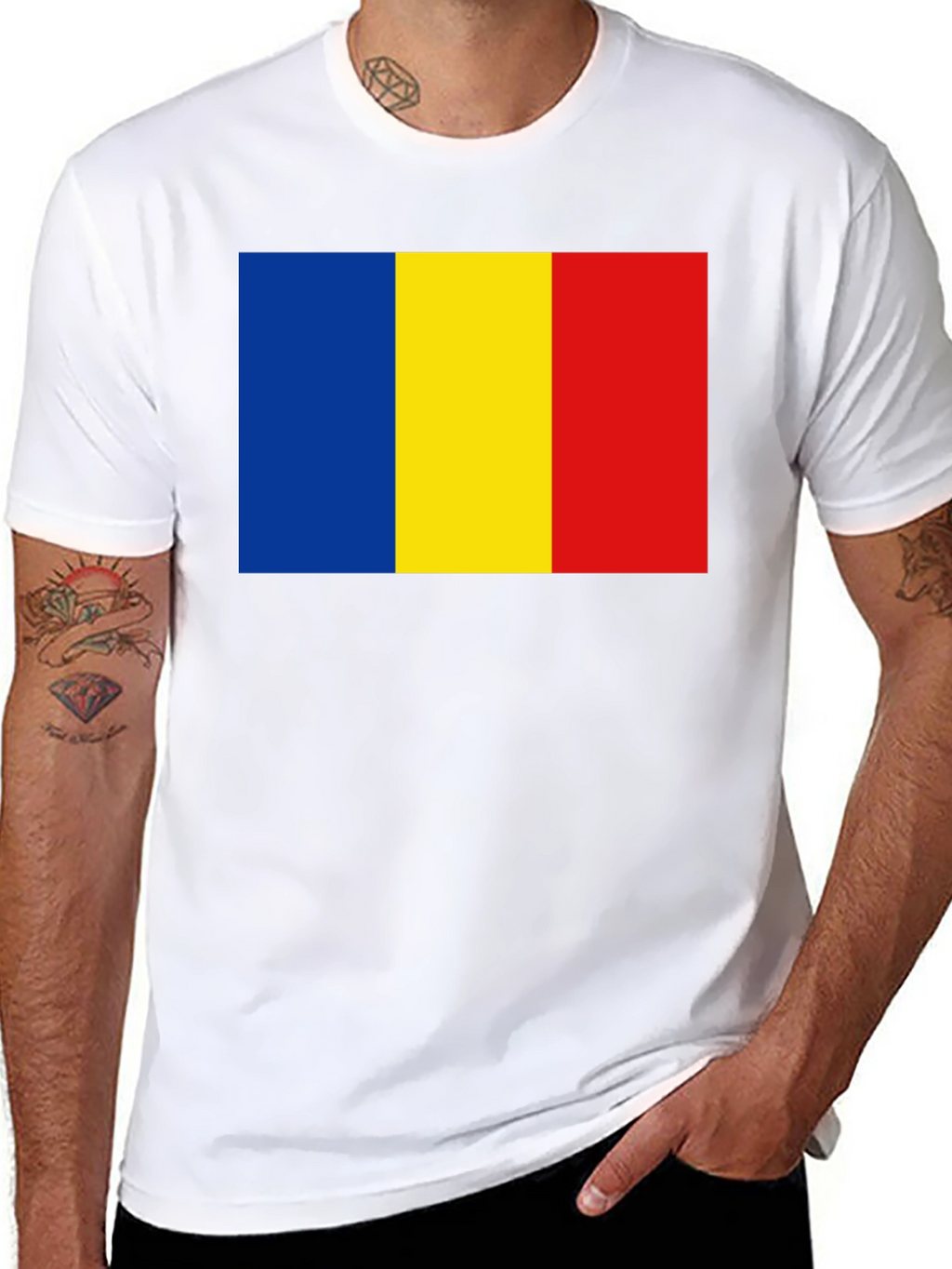 Romania Flag T-Shirt - Black Casual Tee