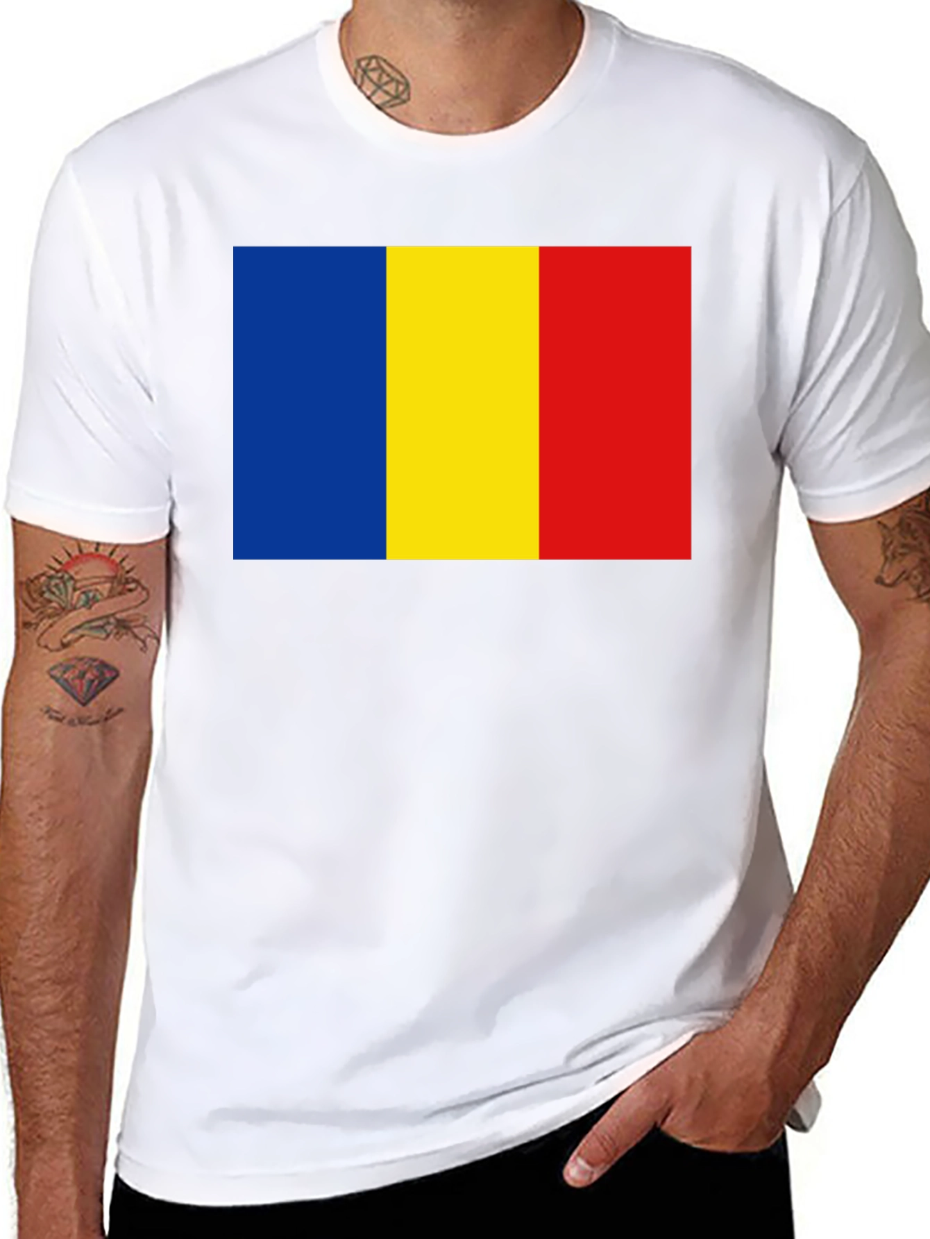 Romania Flag T-Shirt - Black Casual Tee