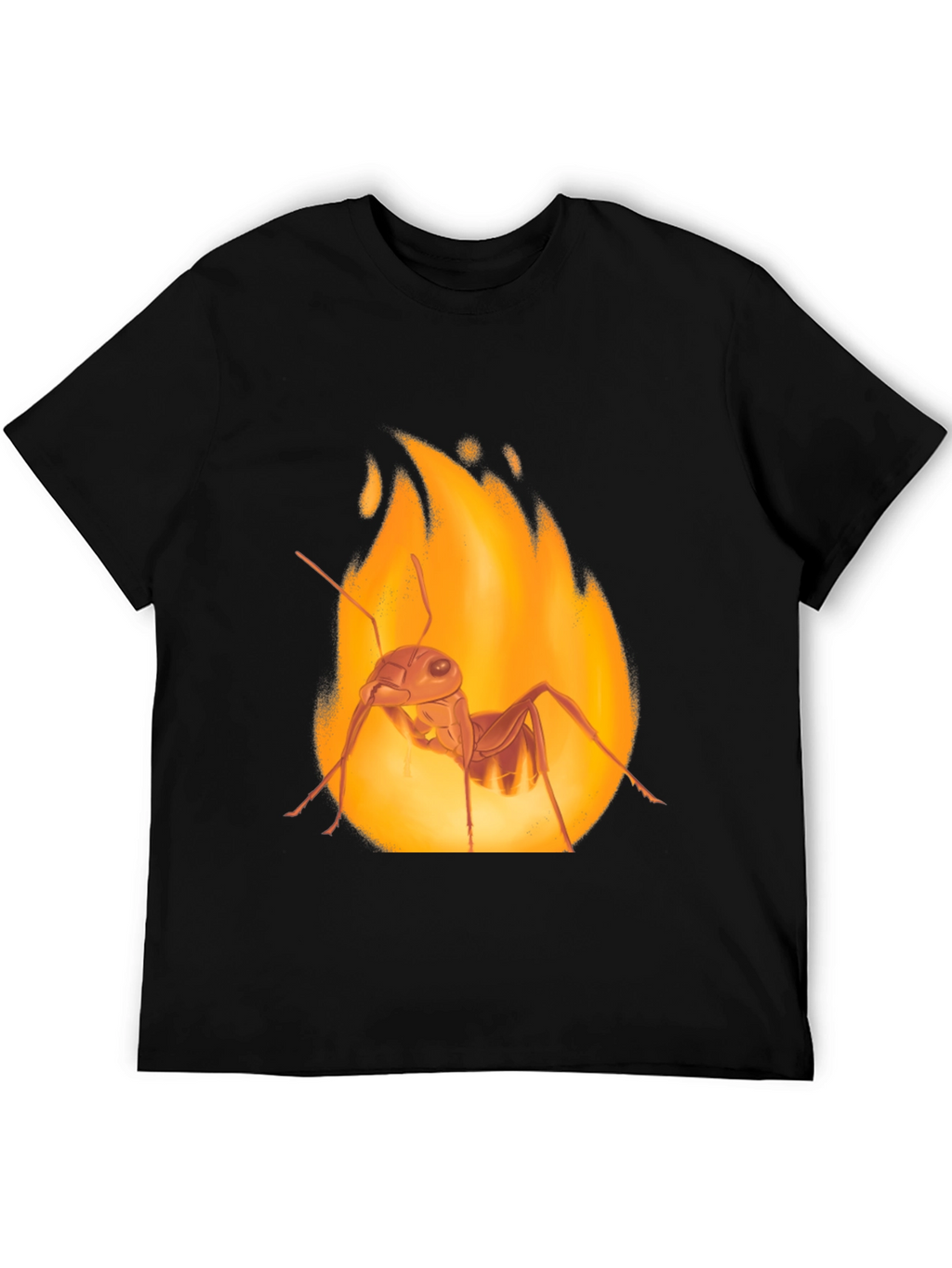 Fiery Ant Graphic Tee - Bold Black Cotton T-Shirt