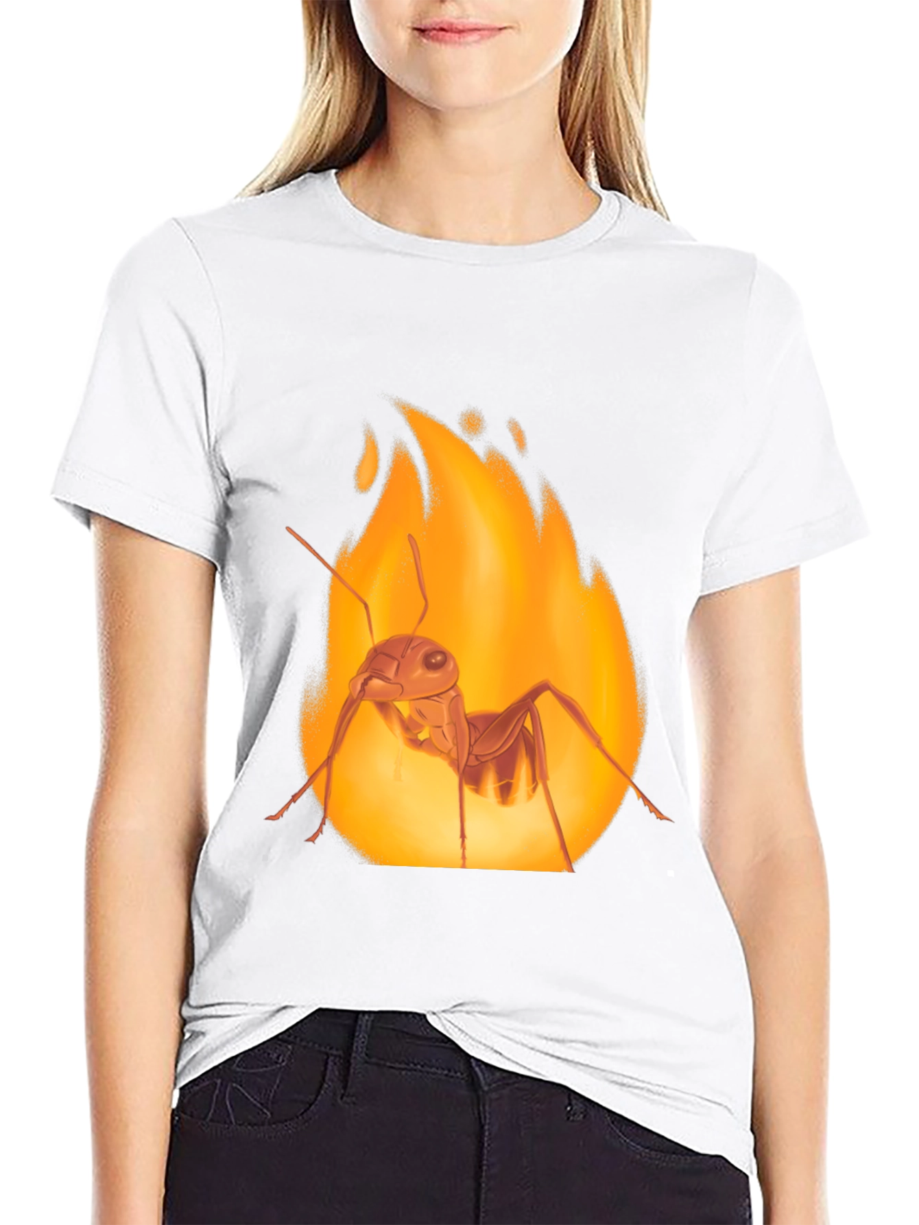 Fiery Ant Graphic Tee - Bold Black Cotton T-Shirt