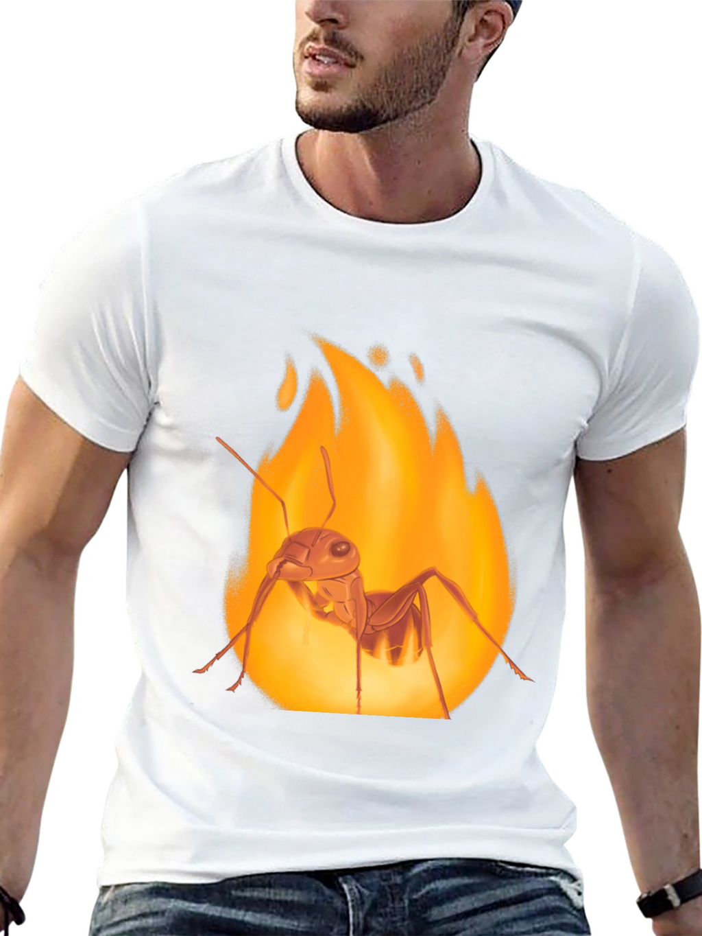 Fiery Ant Graphic Tee - Bold Black Cotton T-Shirt