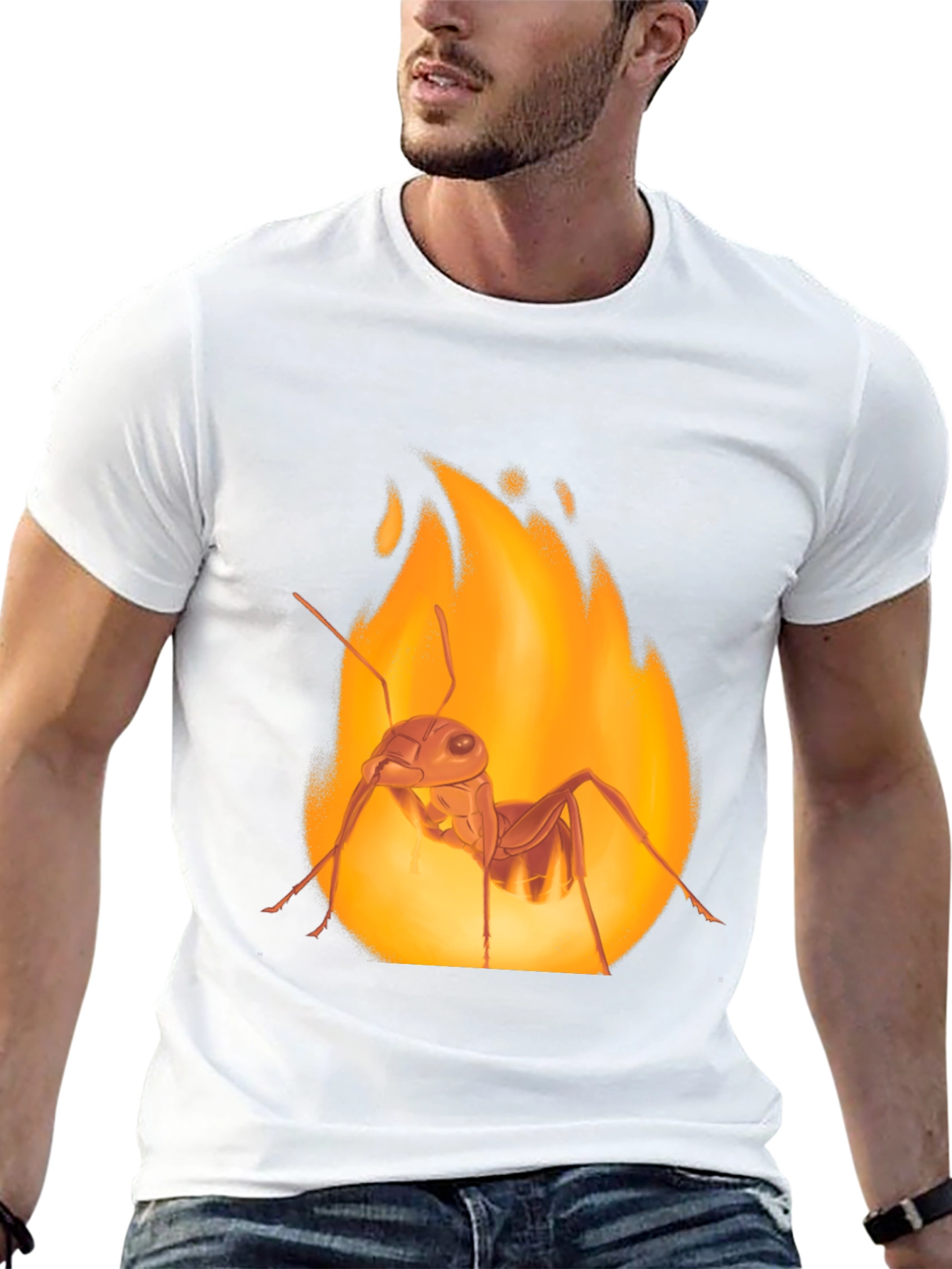 Fiery Ant Graphic Tee - Bold Black Cotton T-Shirt