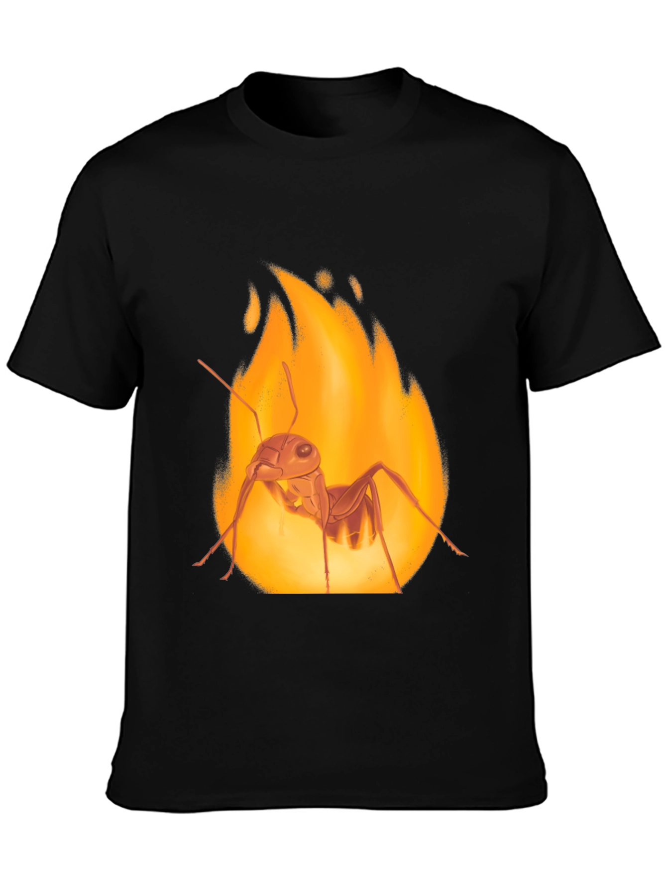 Fiery Ant Graphic Tee - Bold Black Cotton T-Shirt