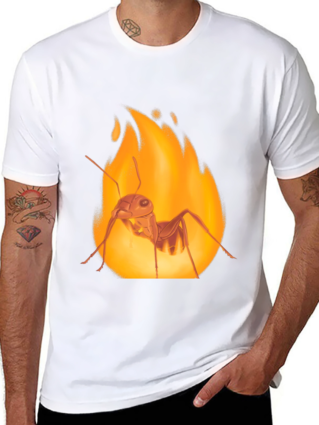 Fiery Ant Graphic Tee - Bold Black Cotton T-Shirt