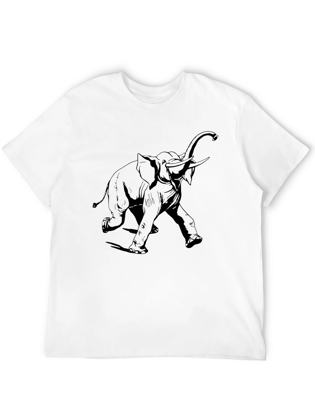 Elephant Graphic Tee - Black Cotton Blend Casual Shirt