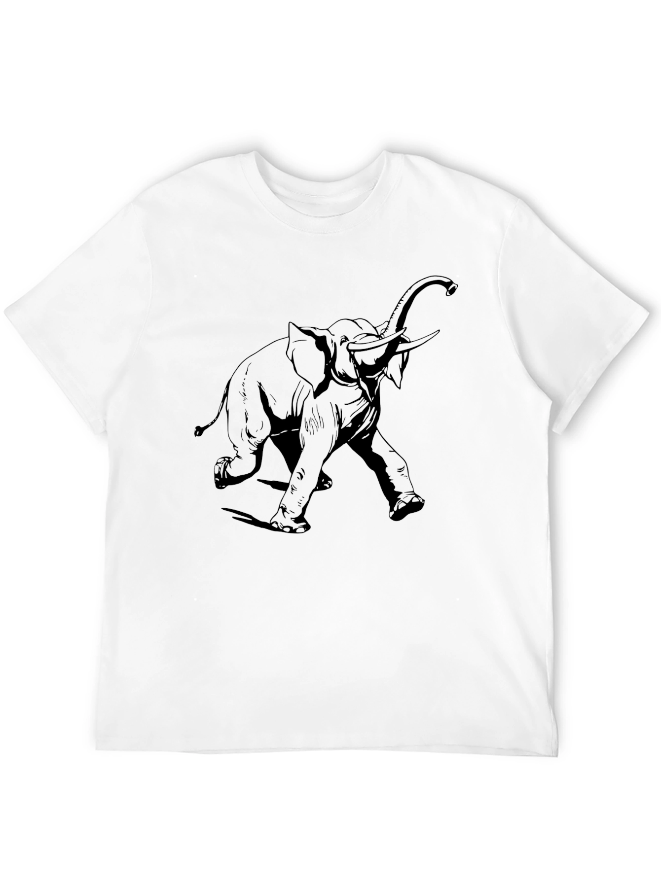 Elephant Graphic Tee - Black Cotton Blend Casual Shirt