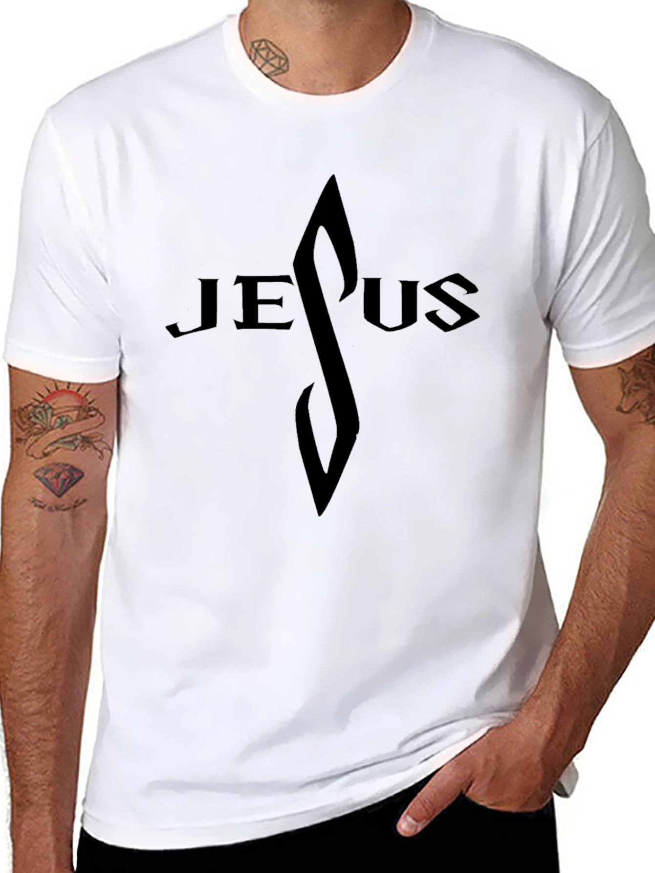 Jesus Graphic Print Black T-Shirt