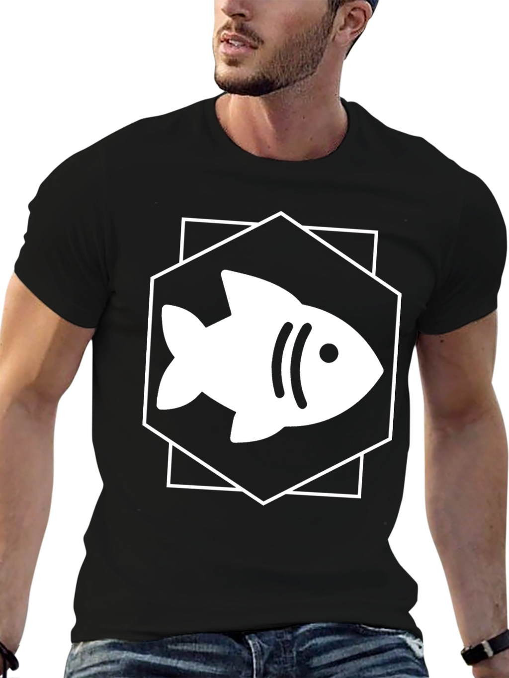 Fish Graphic Tee - Hexagon Design
