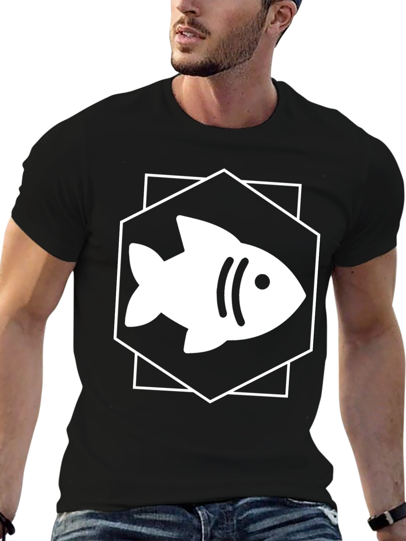 Fish Graphic Tee - Hexagon Design
