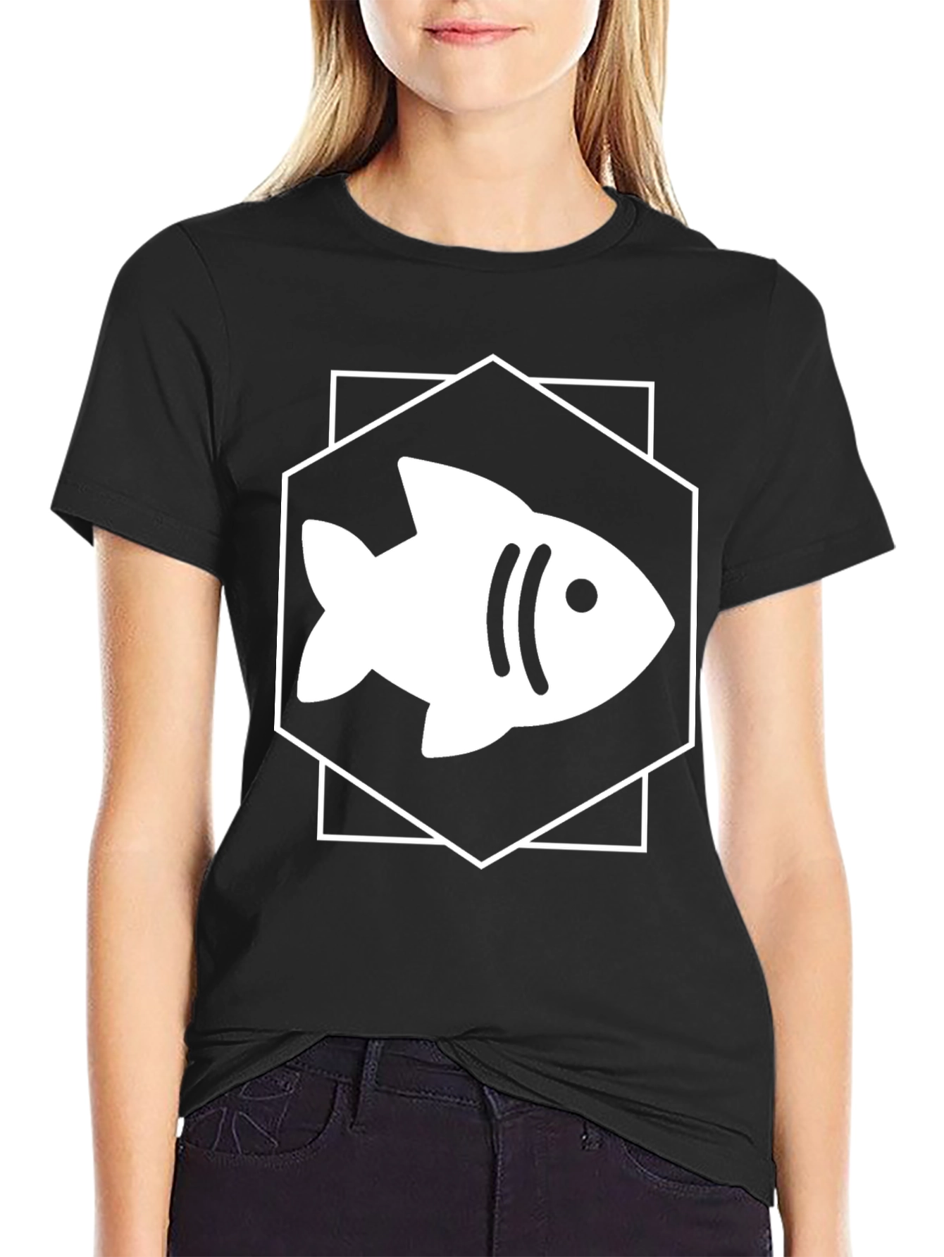 Fish Graphic Tee - Hexagon Design