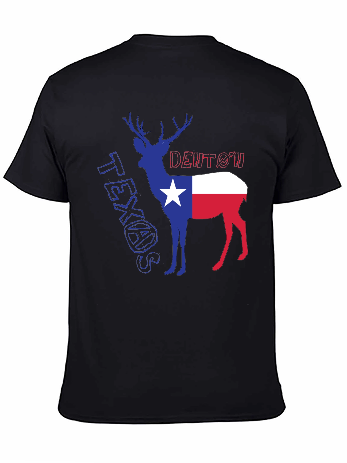 Denton Texas Deer Graphic Tee - Black Cotton Blend
