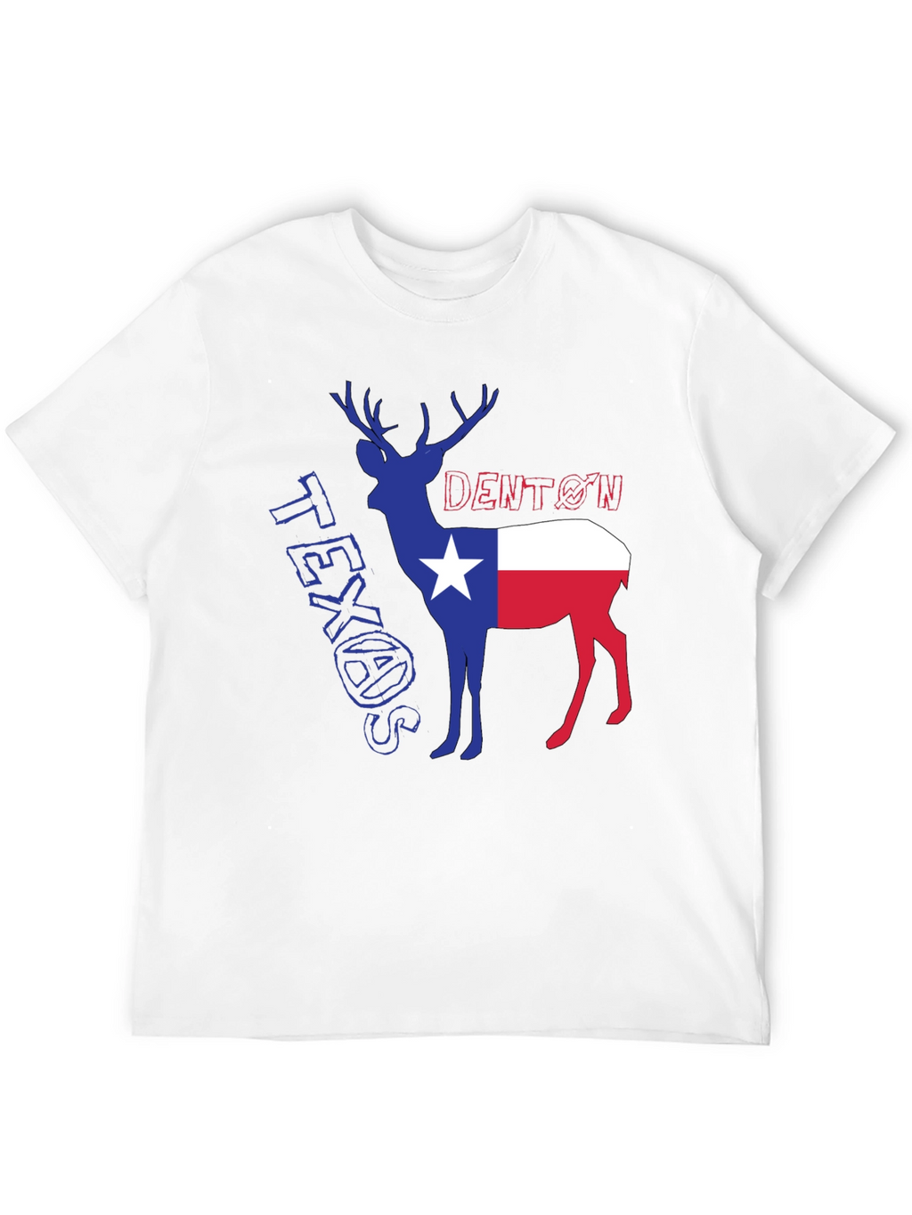 Denton Texas Deer Graphic Tee - Black Cotton Blend
