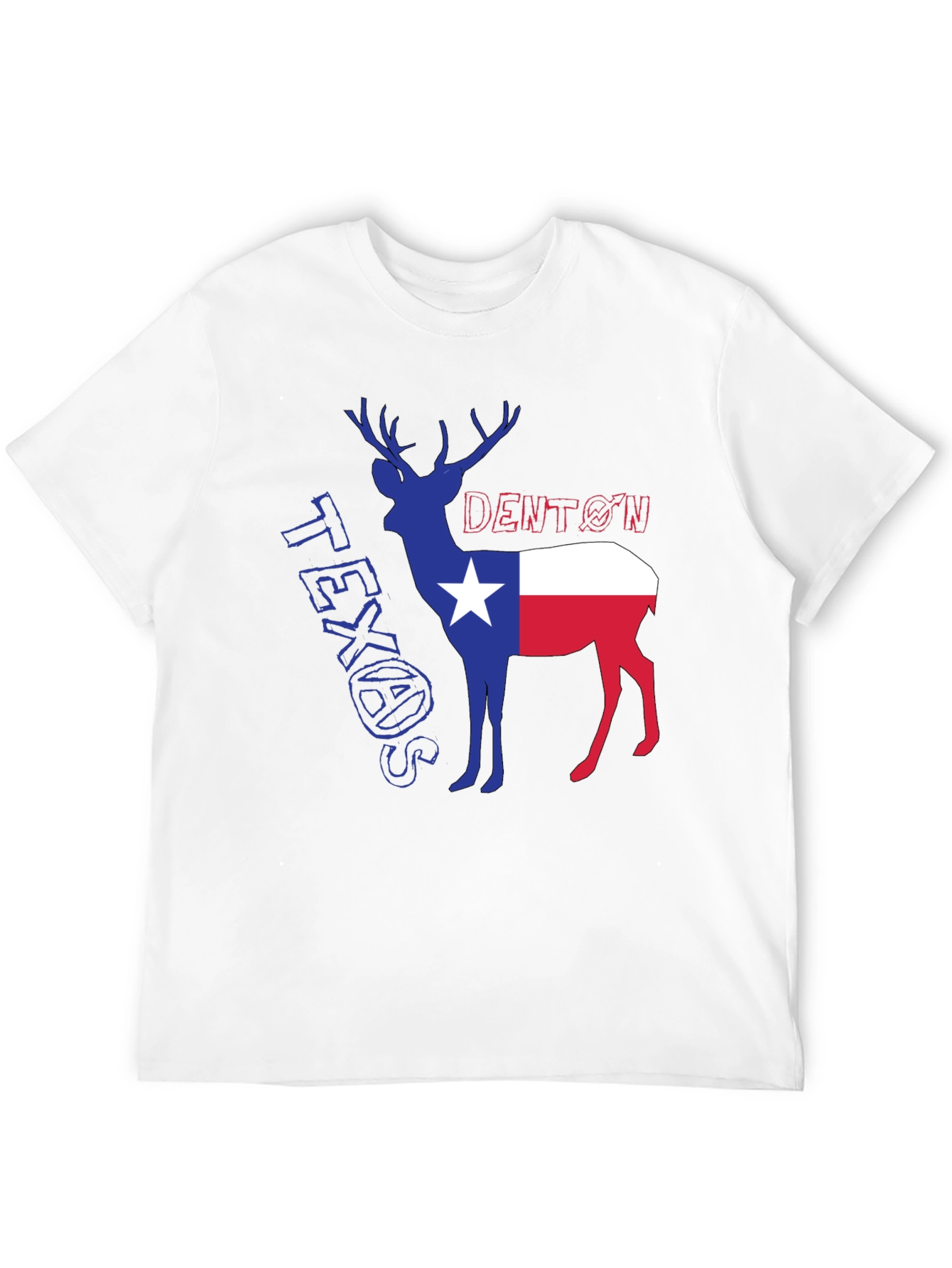 Denton Texas Deer Graphic Tee - Black Cotton Blend