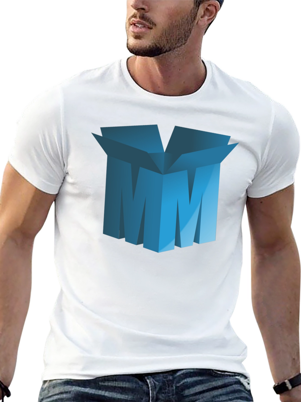 Abstract Blue Box Graphic T-Shirt