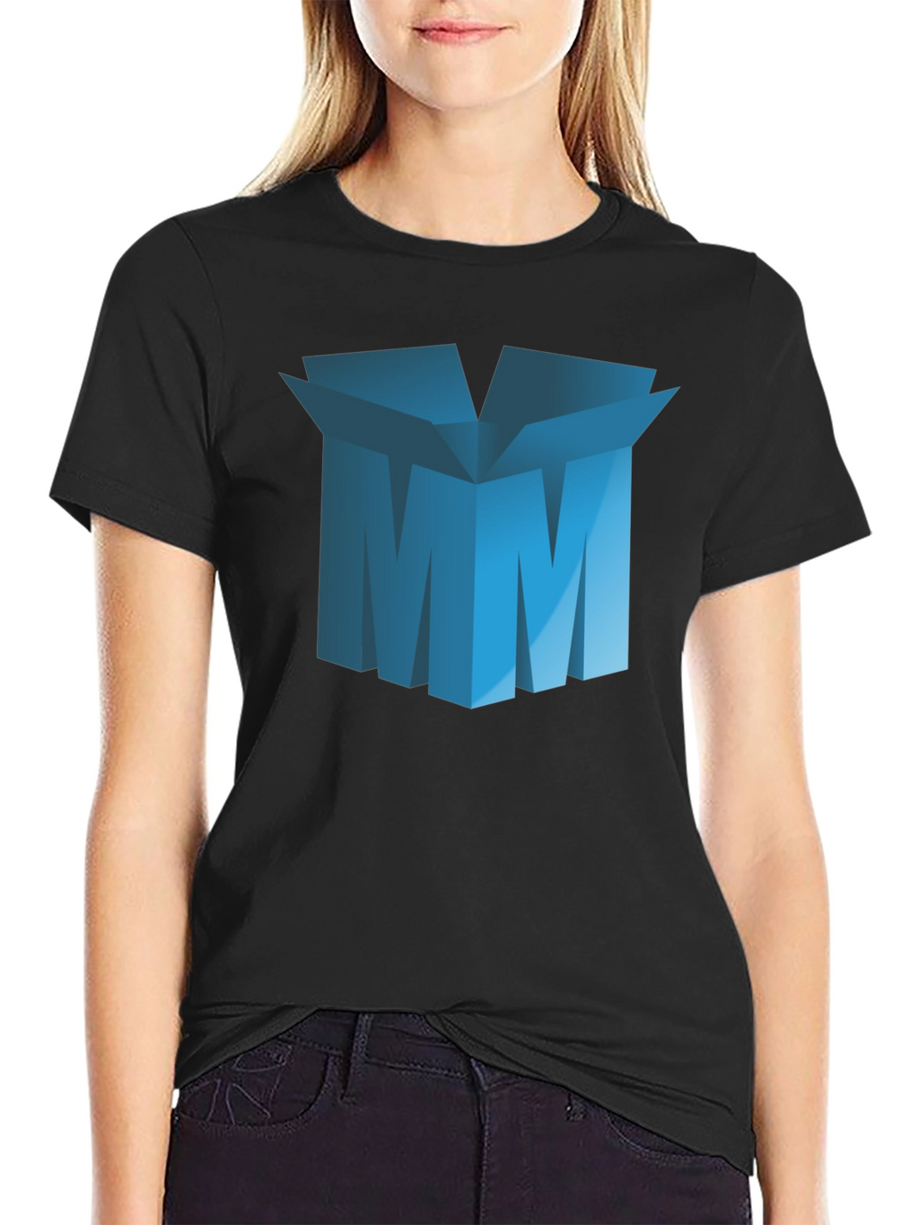 Abstract Blue Box Graphic T-Shirt