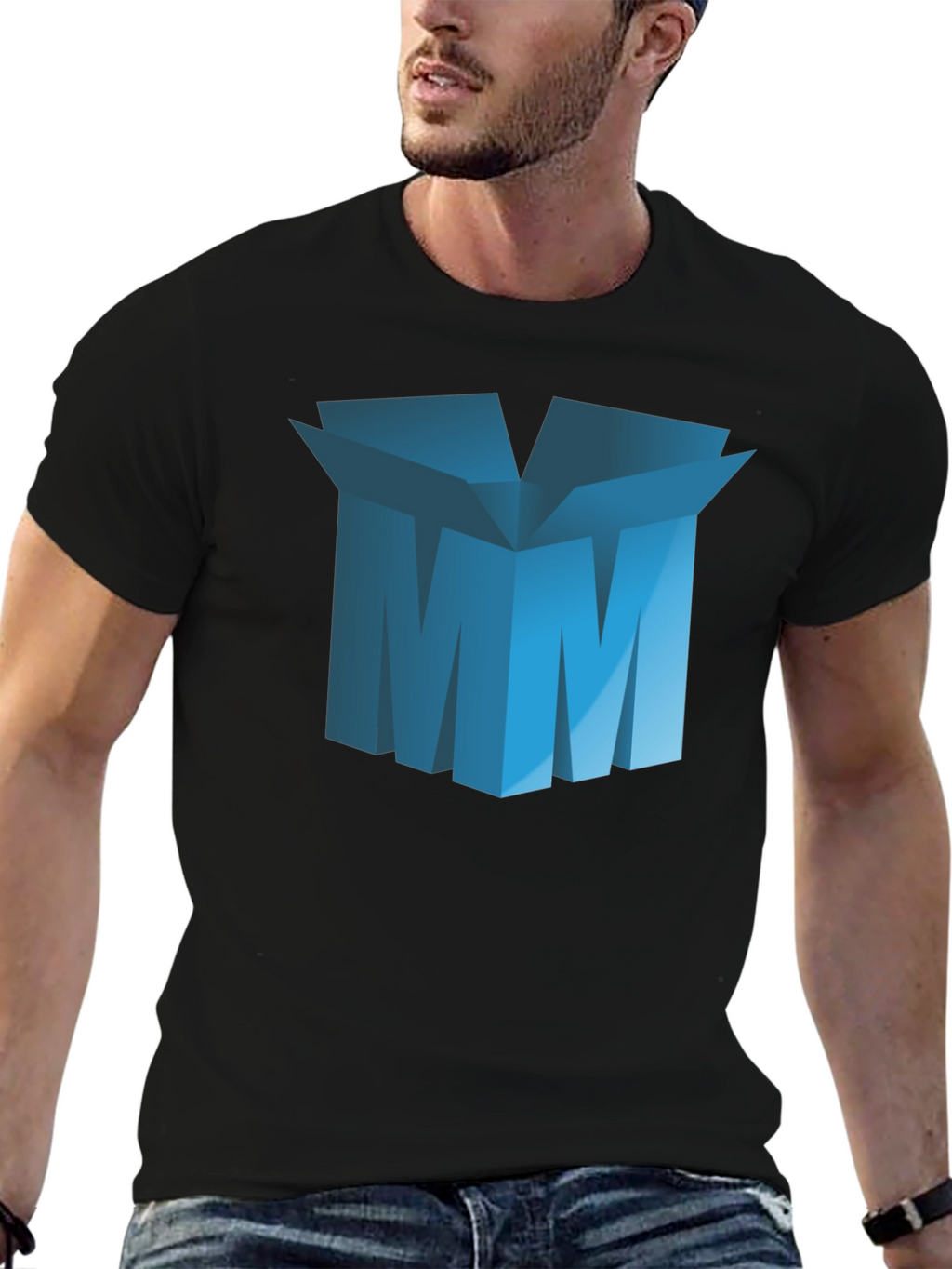 Abstract Blue Box Graphic T-Shirt