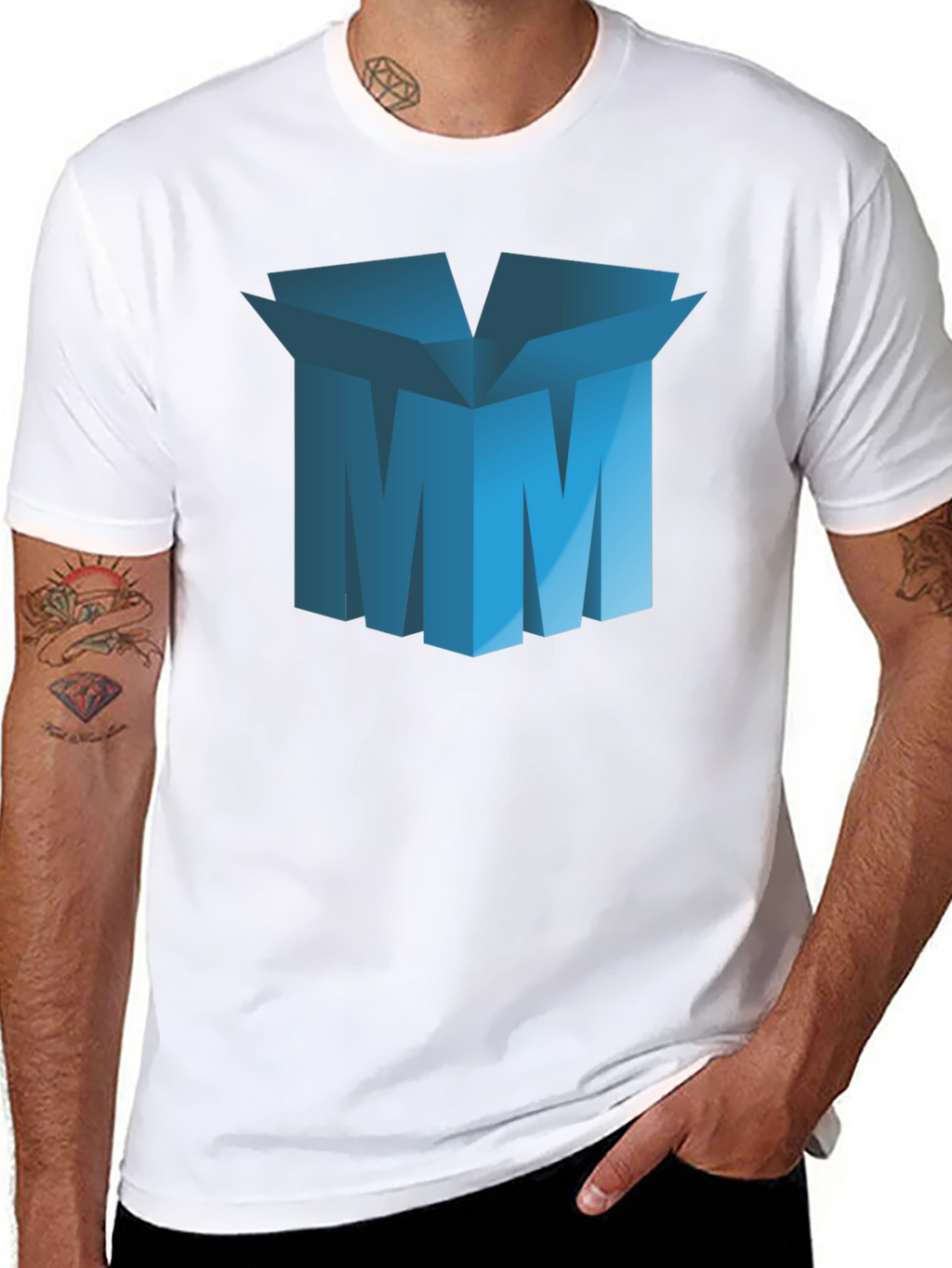 Abstract Blue Box Graphic T-Shirt
