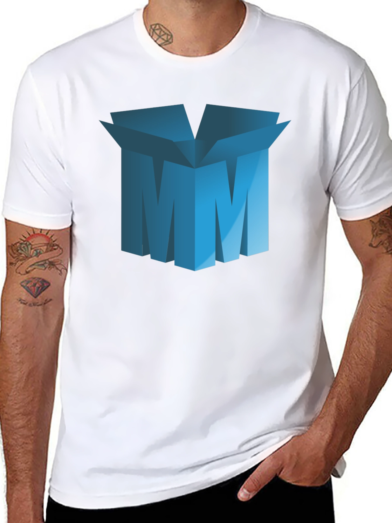 Abstract Blue Box Graphic T-Shirt