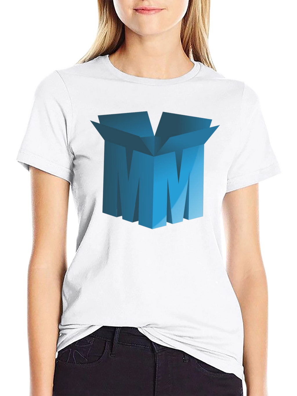 Abstract Blue Box Graphic T-Shirt