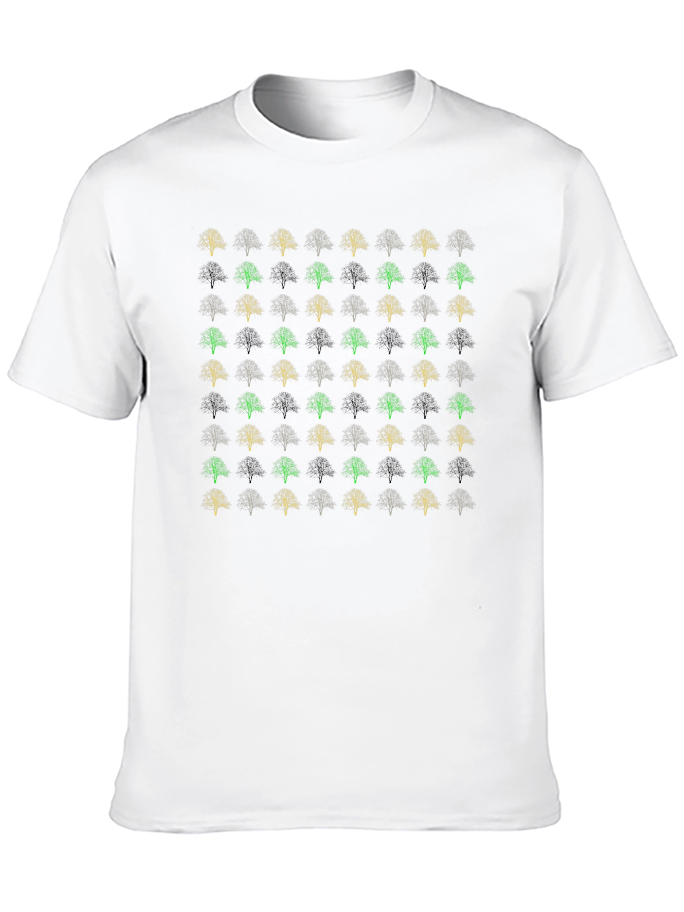 Trendy Tree Pattern Black T-Shirt