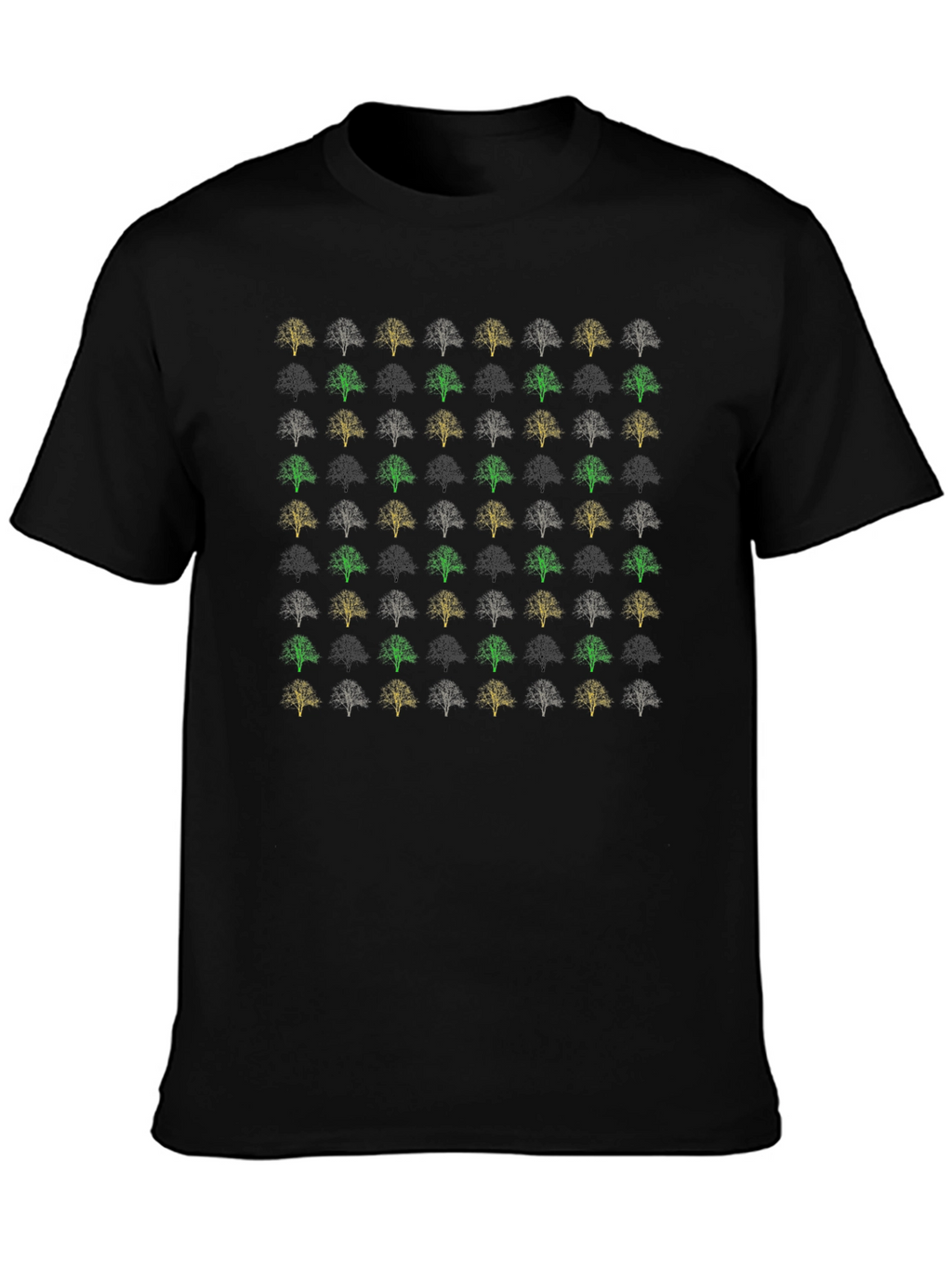 Trendy Tree Pattern Black T-Shirt