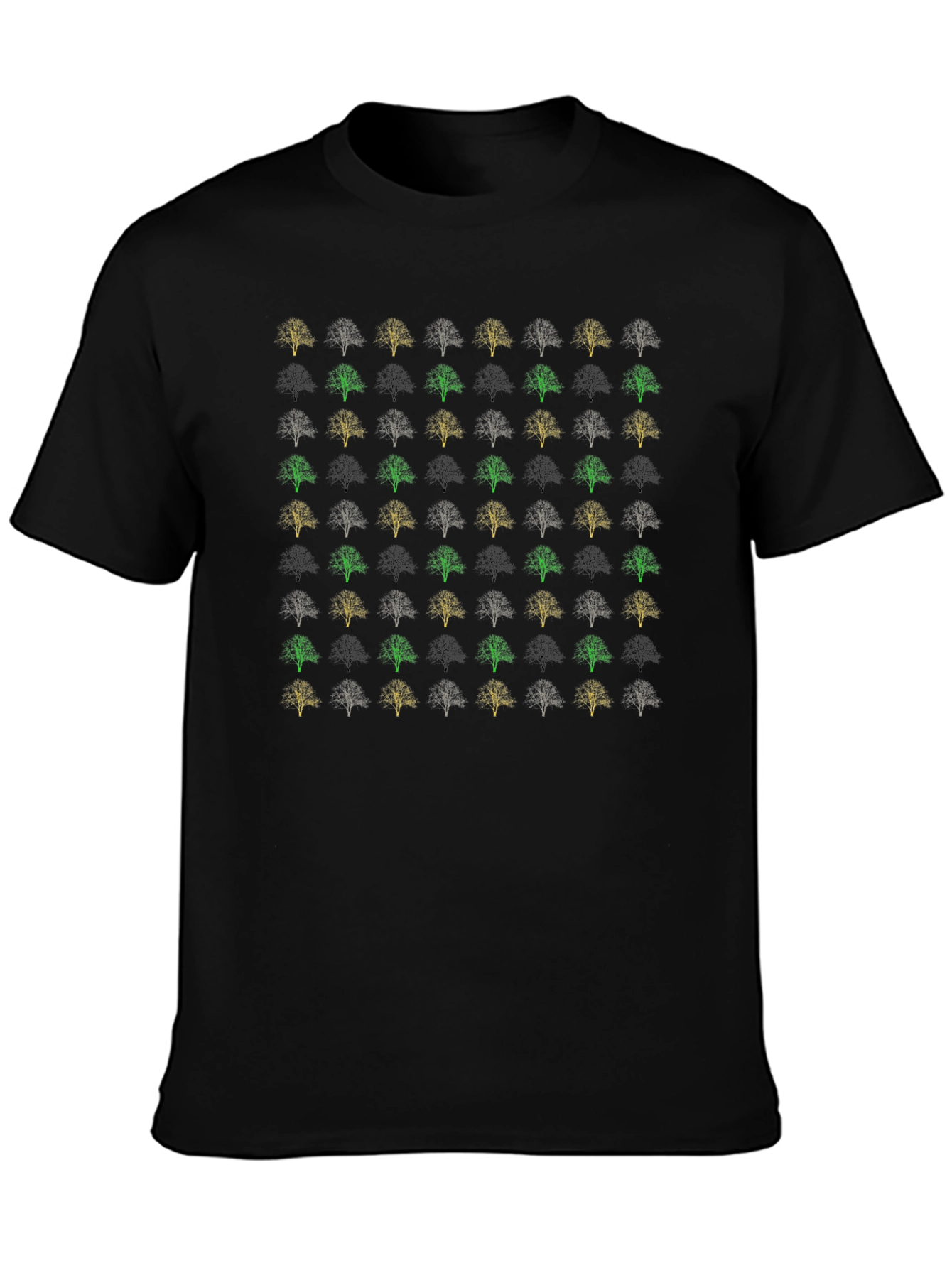 Trendy Tree Pattern Black T-Shirt