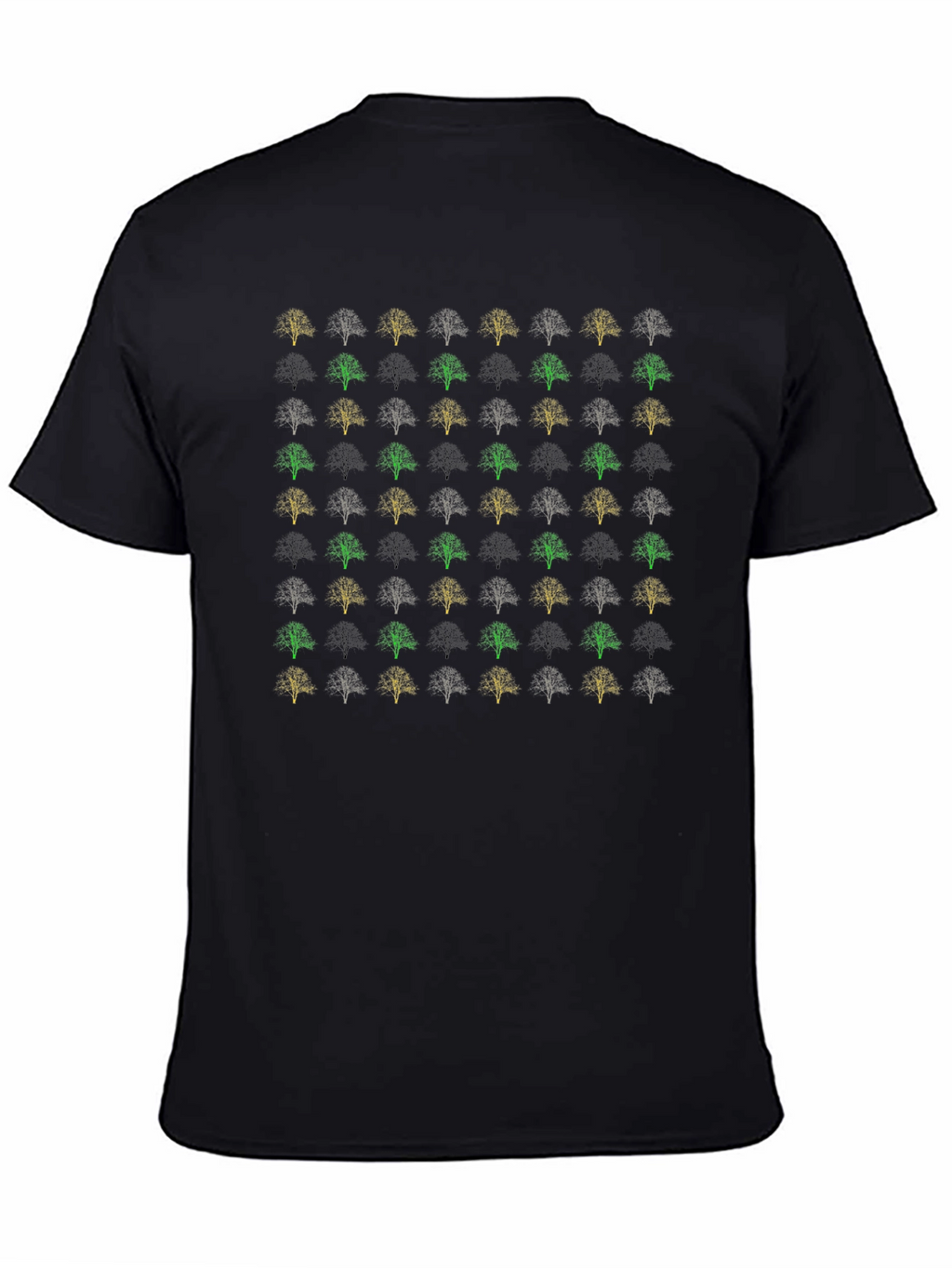 Trendy Tree Pattern Black T-Shirt