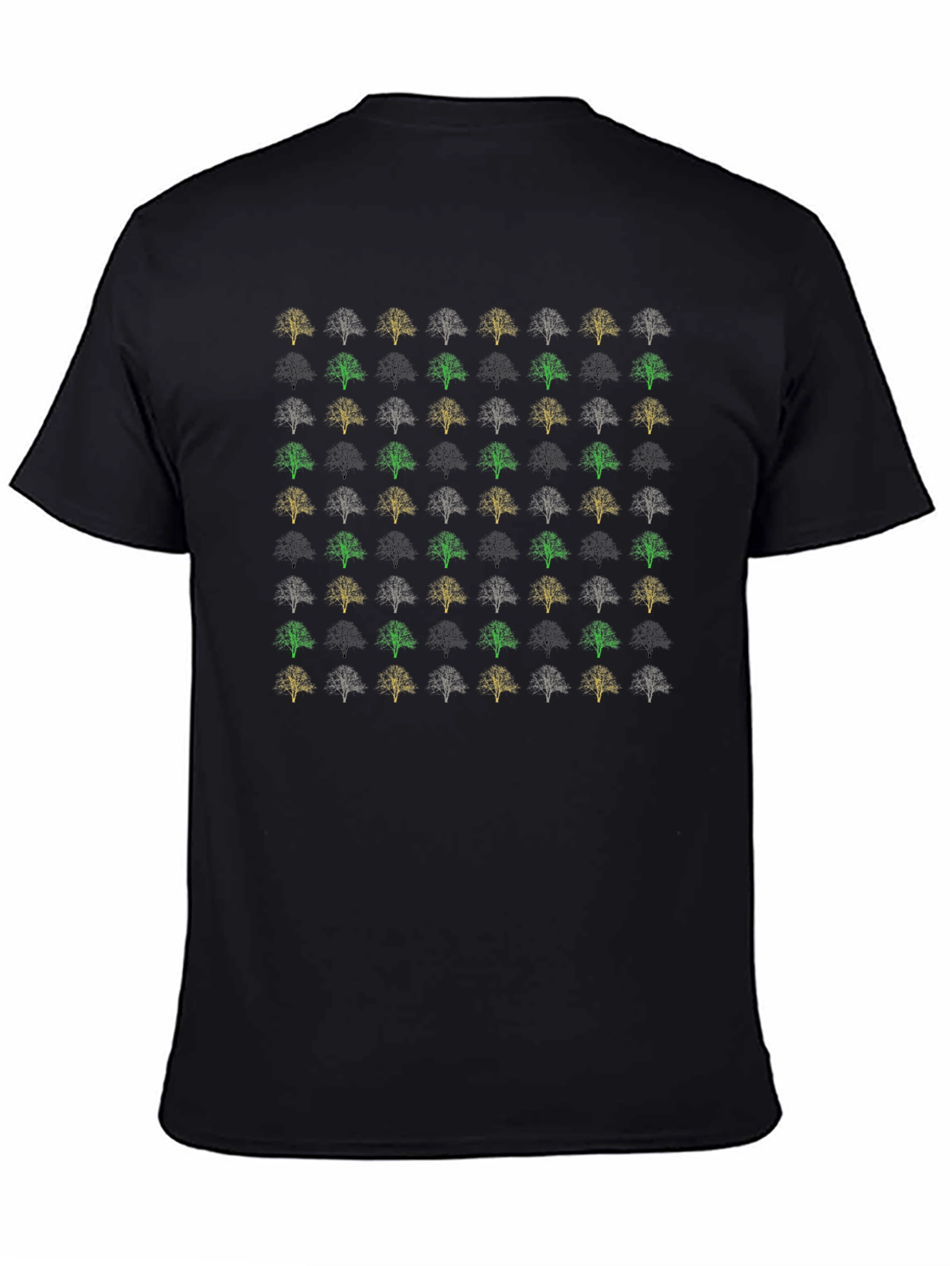 Trendy Tree Pattern Black T-Shirt