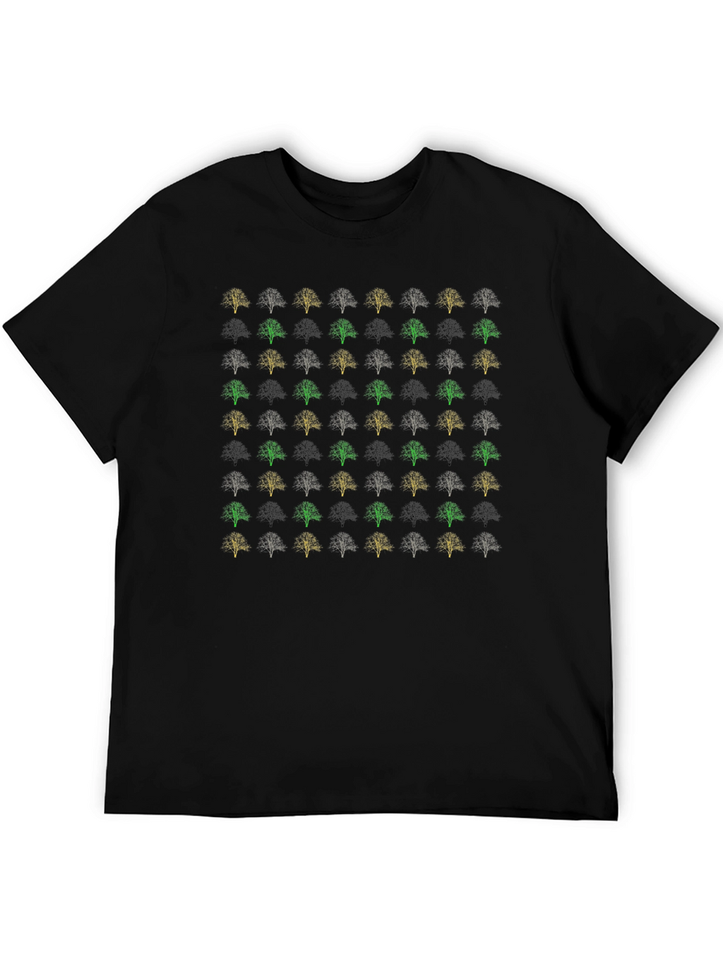 Trendy Tree Pattern Black T-Shirt