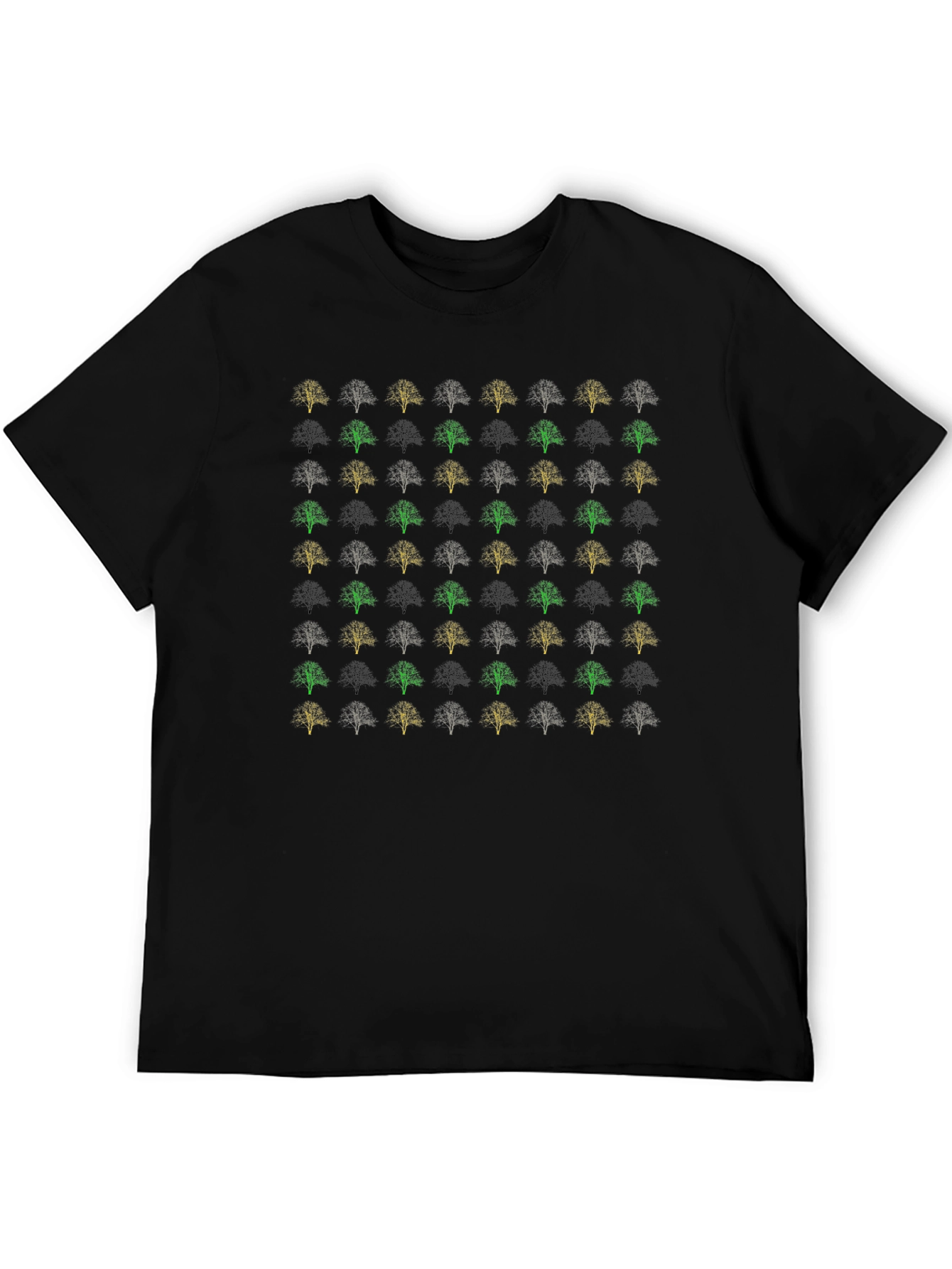 Trendy Tree Pattern Black T-Shirt