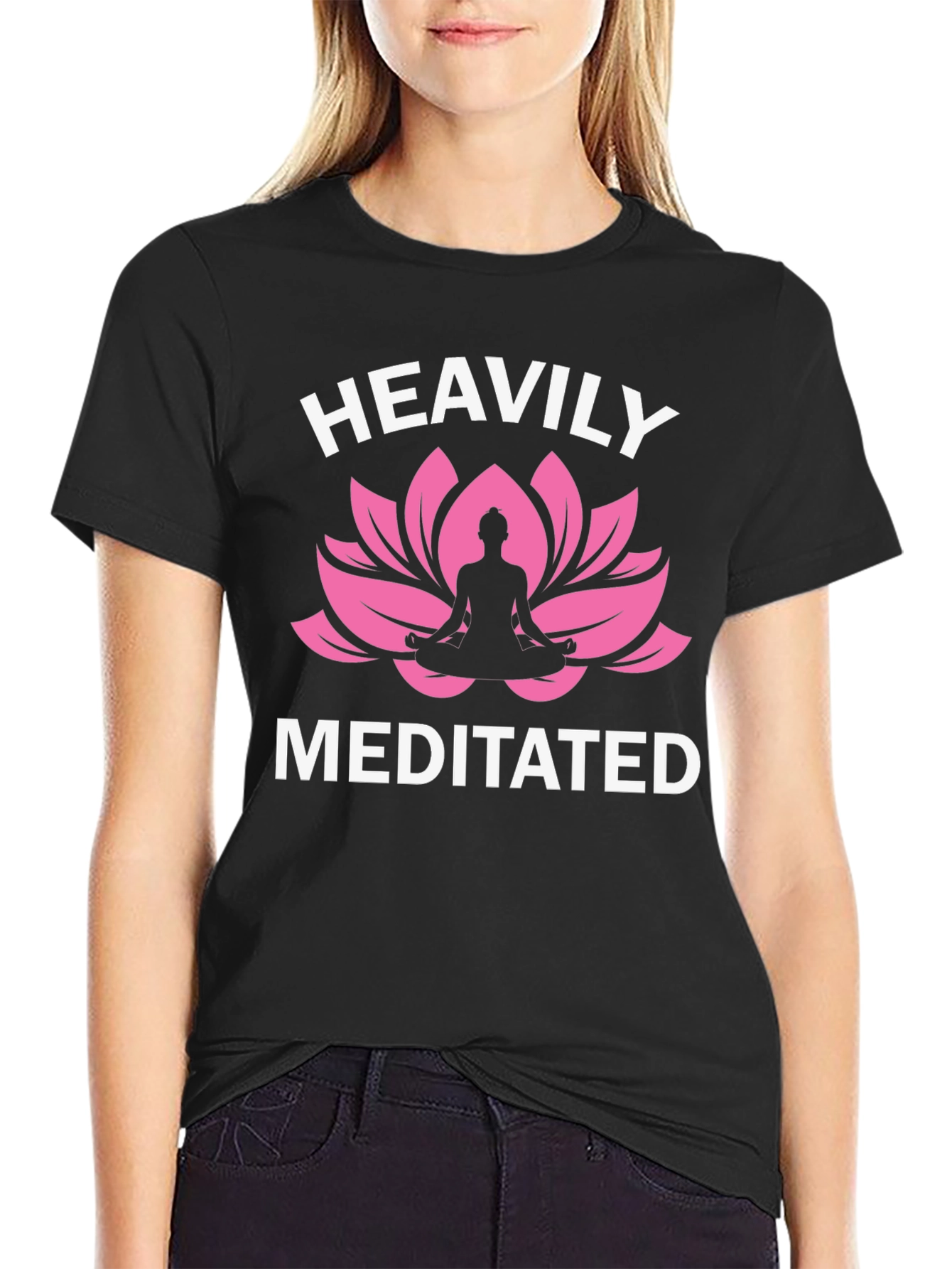 Heavily Meditated T-Shirt - Yoga Lotus Design