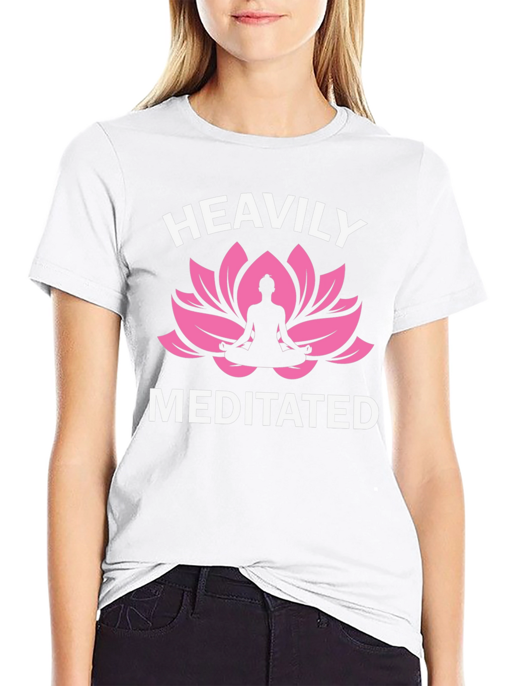 Heavily Meditated T-Shirt - Yoga Lotus Design