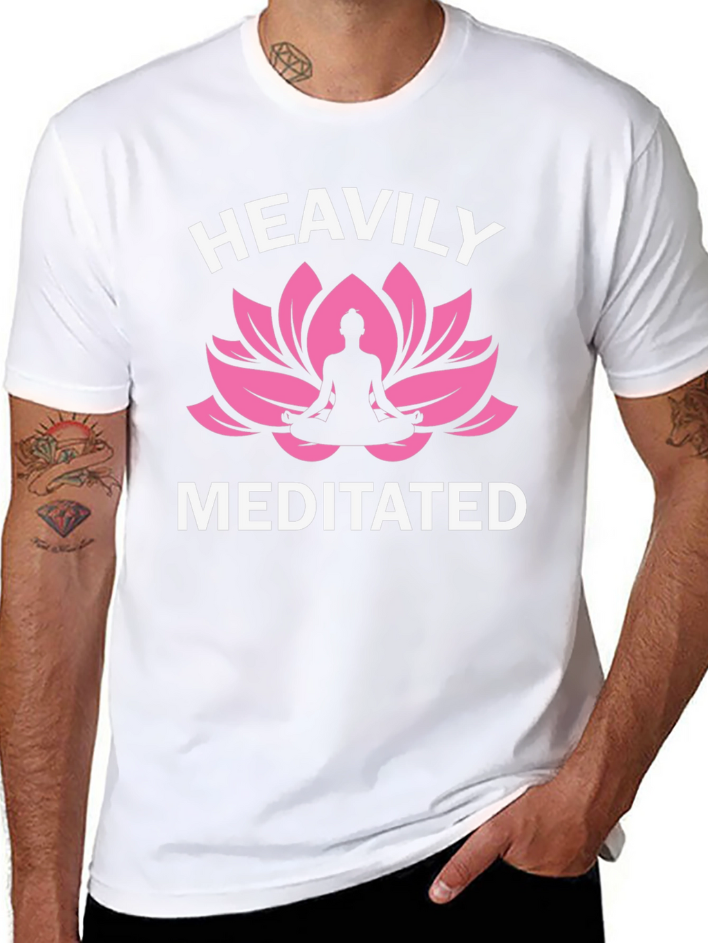 Heavily Meditated T-Shirt - Yoga Lotus Design
