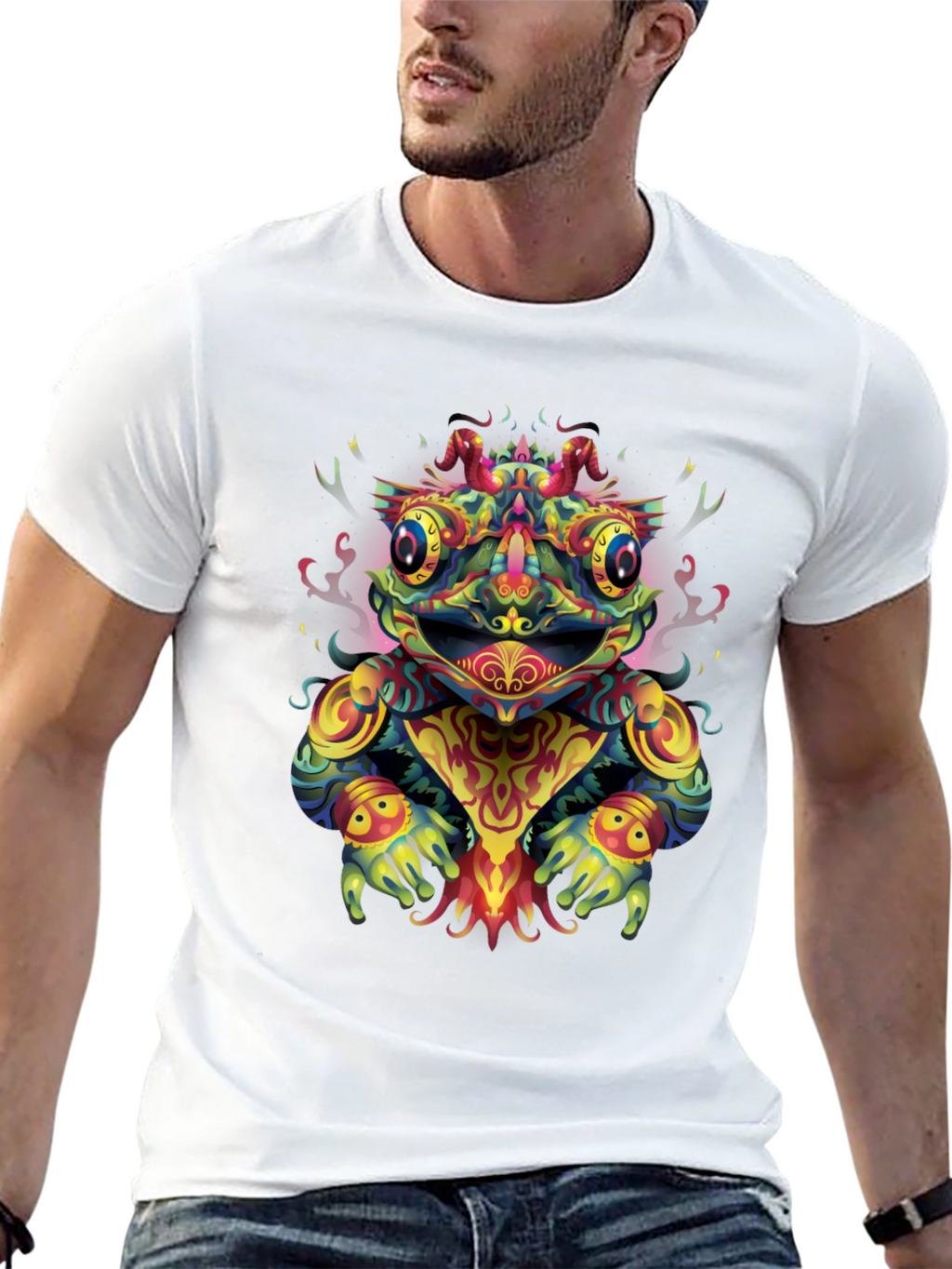 Psychedelic Frog Graphic Tee - Black T-Shirt