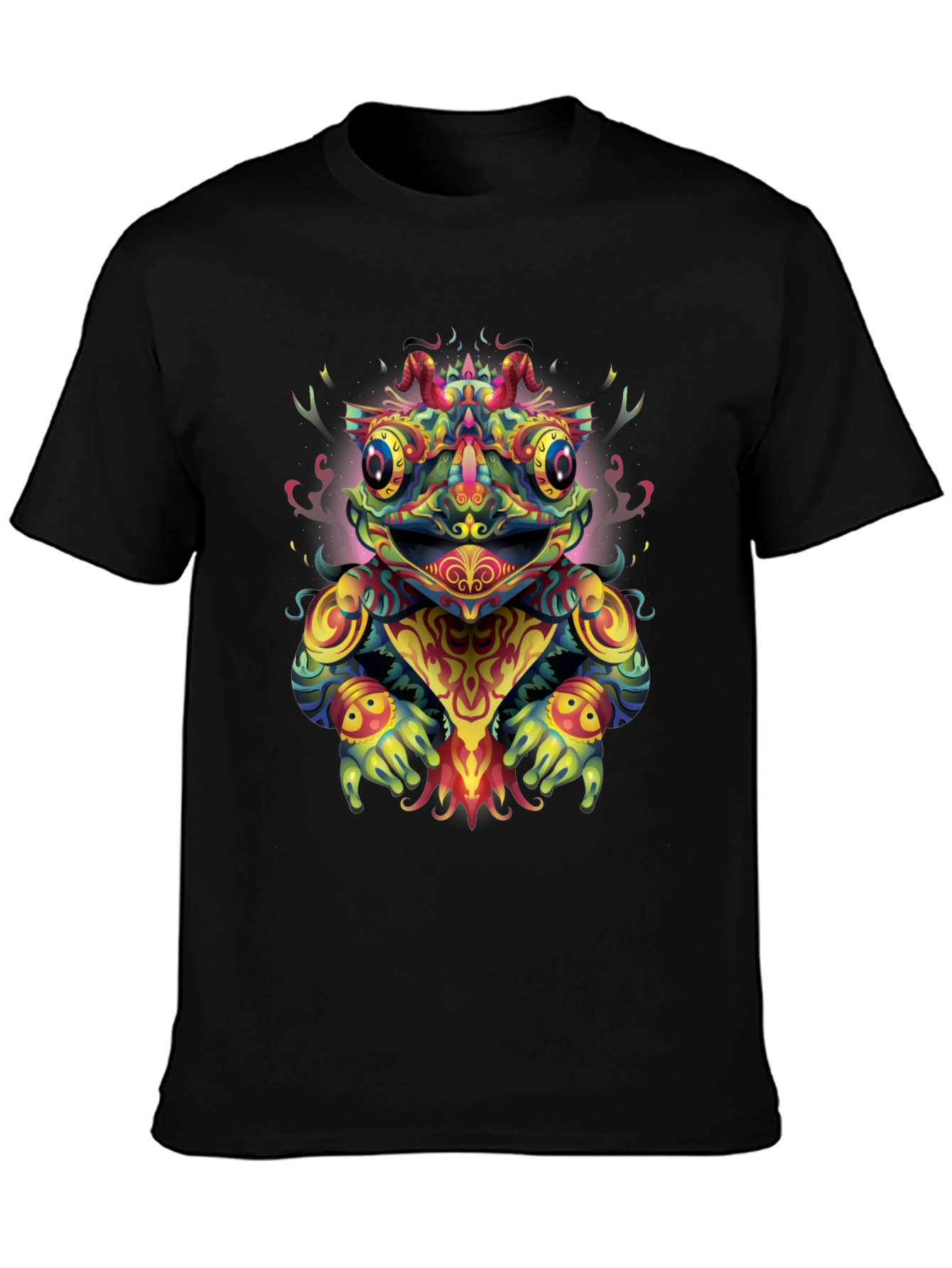 Psychedelic Frog Graphic Tee - Black T-Shirt