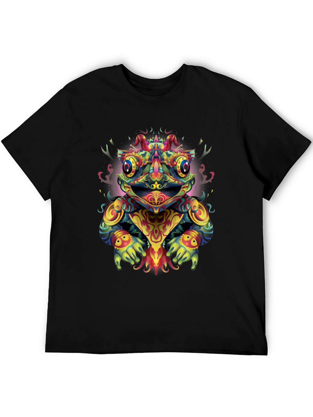 Psychedelic Frog Graphic Tee - Black T-Shirt