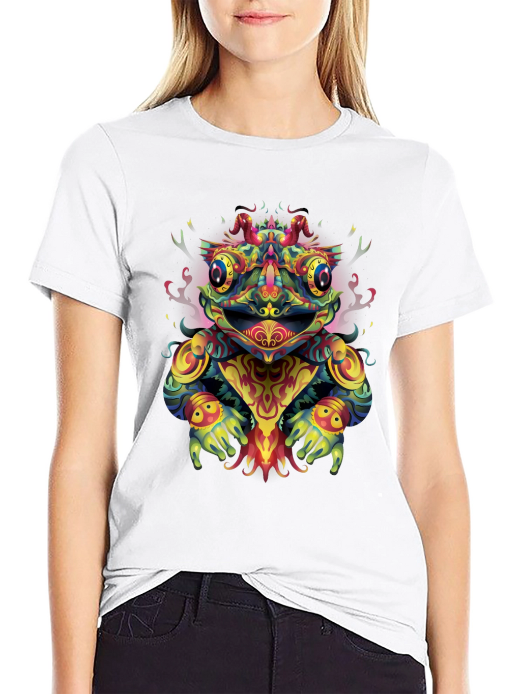 Psychedelic Frog Graphic Tee - Black T-Shirt