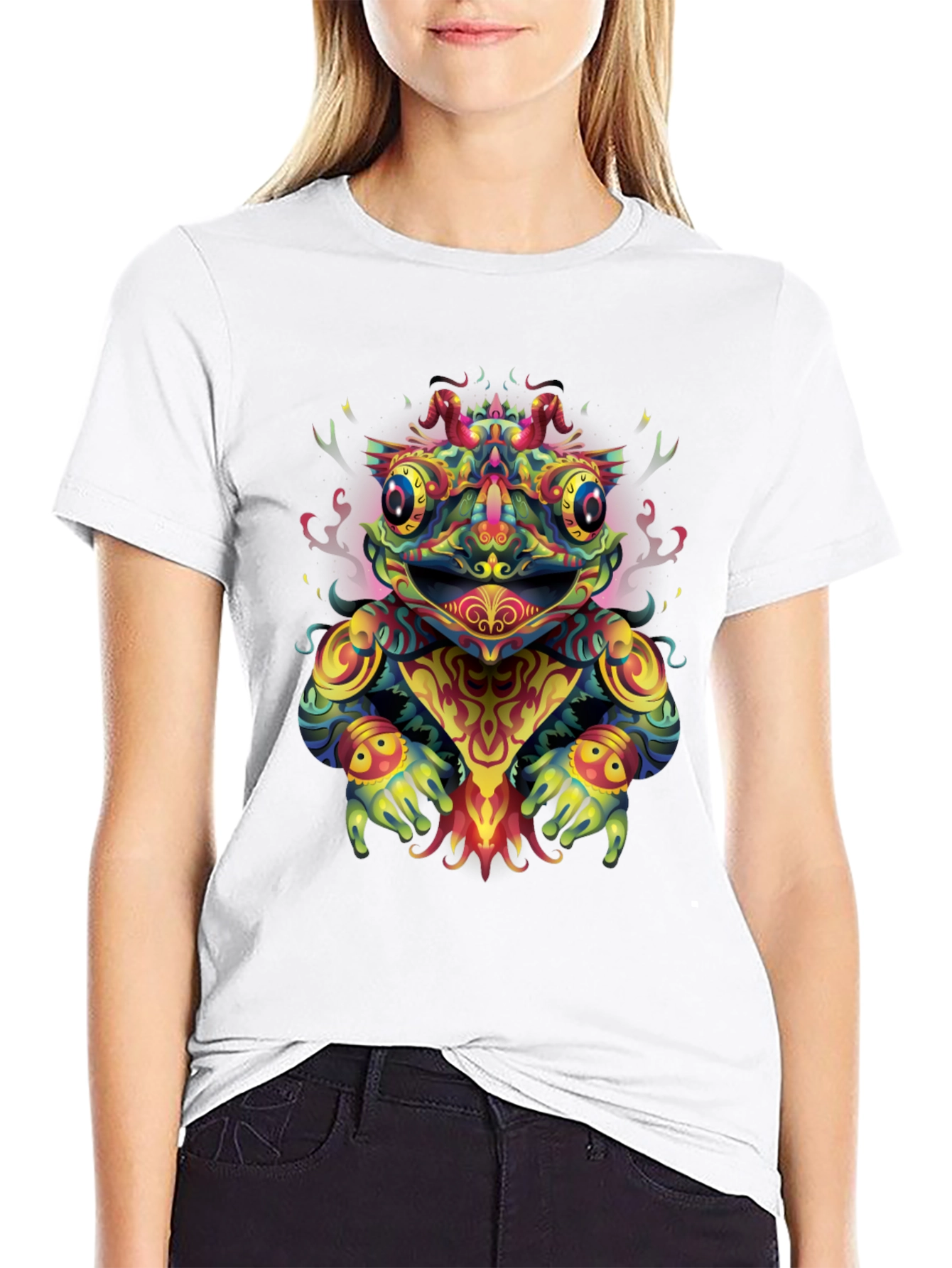 Psychedelic Frog Graphic Tee - Black T-Shirt