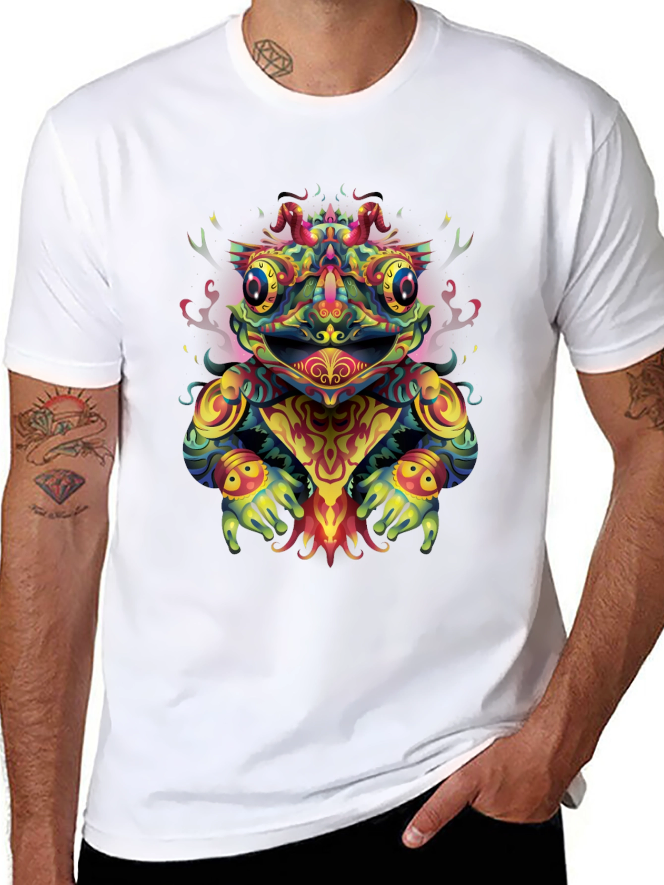 Psychedelic Frog Graphic Tee - Black T-Shirt